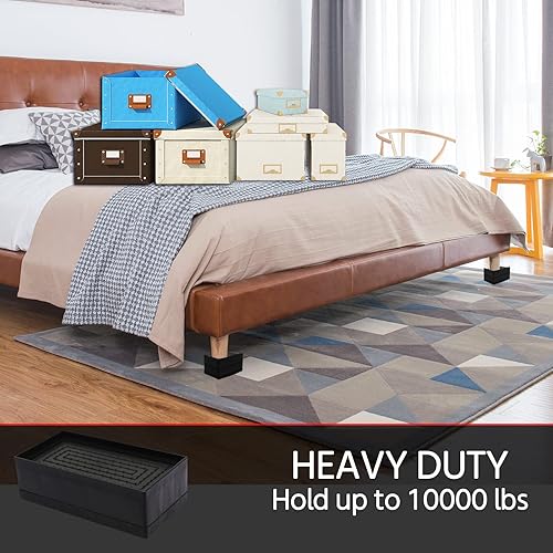 Miniatura 6 de Elevadores de cama de 2, 3.8 o 5.5 pulgadas, paquete de 12 unidades rectangulares de gran tamaño para patas de 7 pulgadas, resistentes bloques de