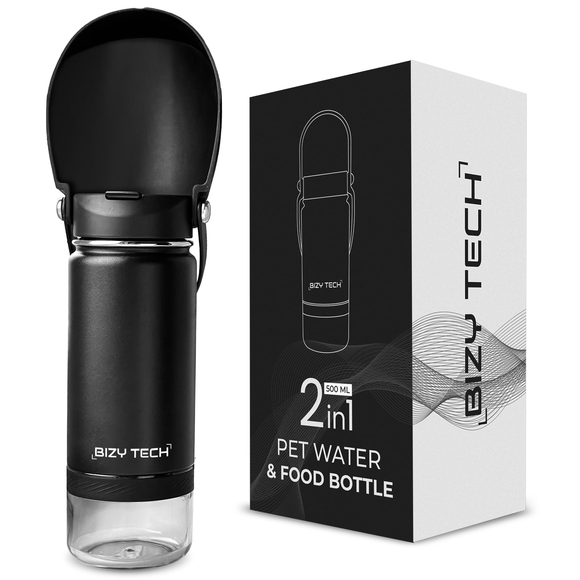 2-in-1 Haustier Wasserflasche - Trinkflasche Mit Futternapf Für Hunde & Katzen