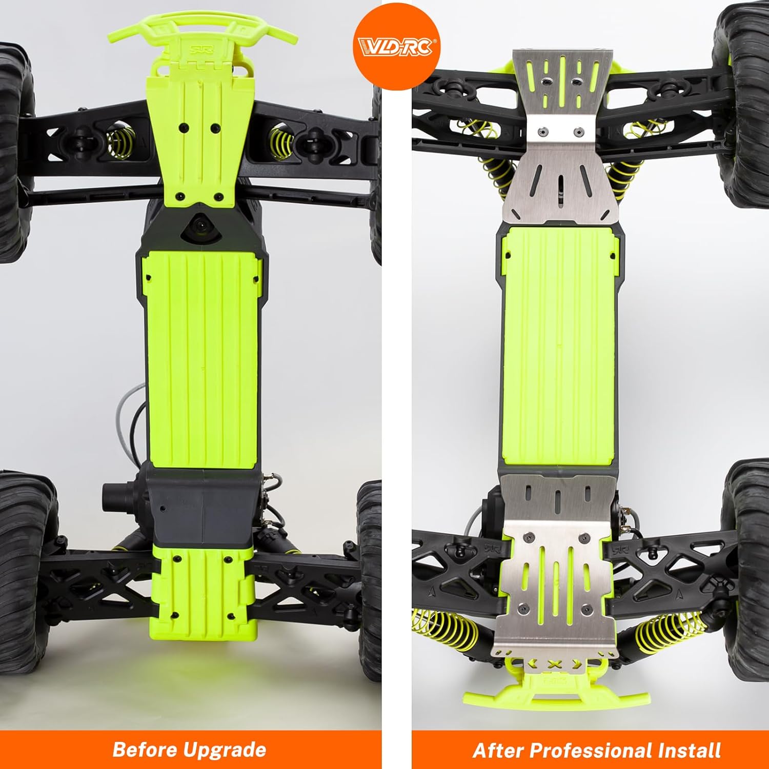 2-Piece Skid Plate Set, 1.5mm Vented Stainless Steel Chassis Armor for ARRMA Gorgon 1/10, Front & Rear Protection