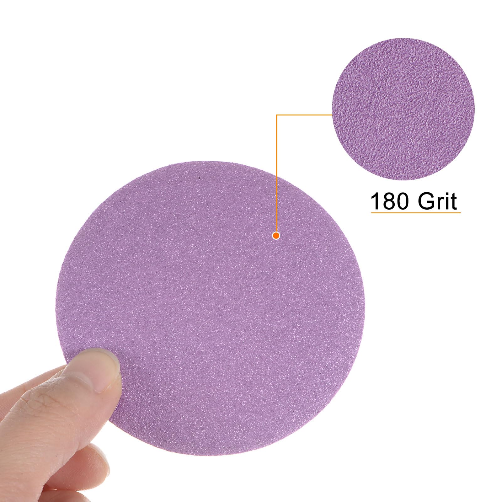 uxcell 50pcs 180 Grit Purple Sanding Discs 3 Inch Hook and Loop Aluminum Oxide Orbital Sanding Pads Paper Wet Dry Polish for Metal Woodworking Drywall - Image 4