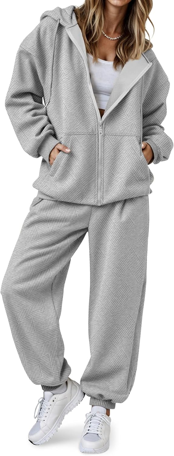 SHESHOW Fall Outfits for Women Oversized Zip up Hoodie Sweatshirt Jogger Sweatpants 2 Piece Sweatsuits Lounge Sets