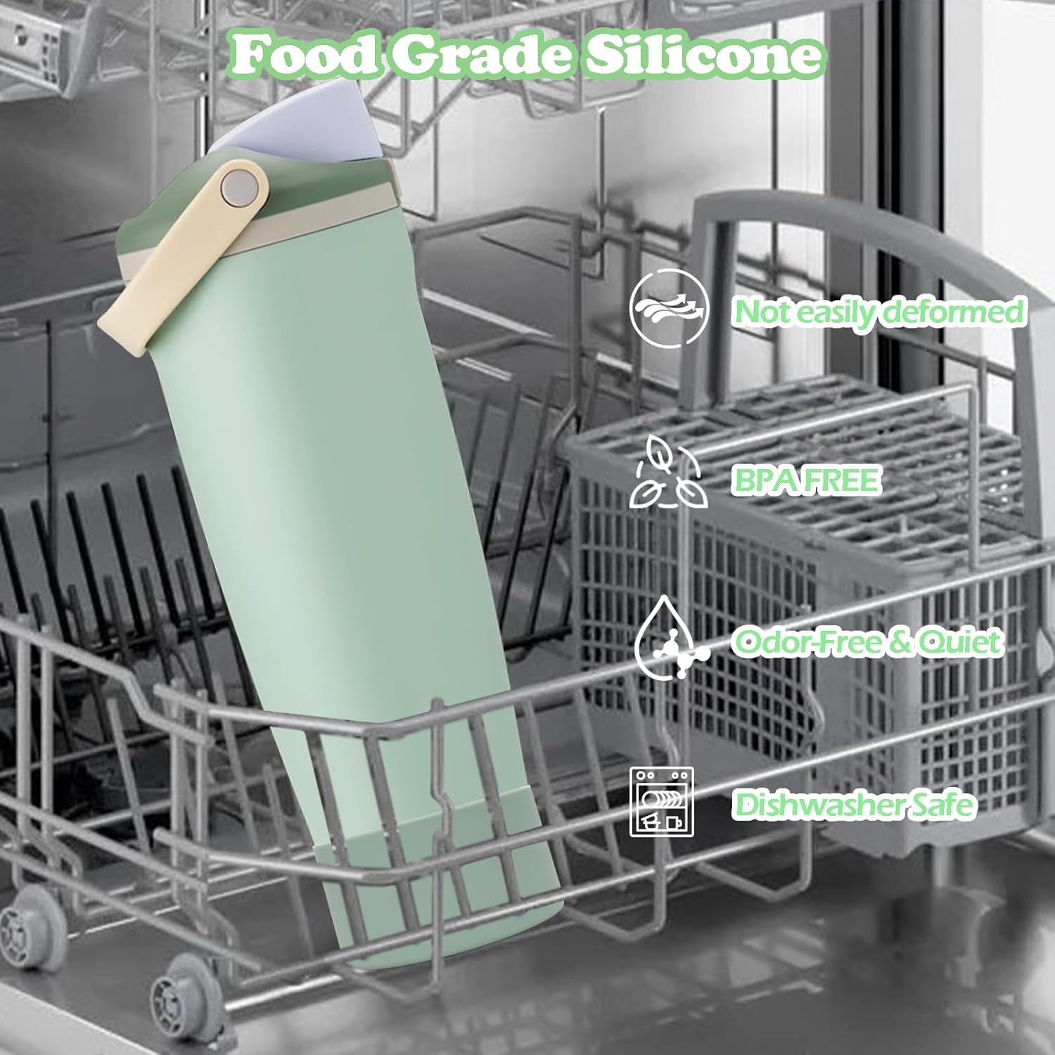 2Pcs Silicone Boots for 30oz & 40oz Owala Bottles Sway & Tumblers – Non-Slip, Scratch-Resistant, Stability Enhancer for Owala Accessories, Available in 12 Colors (Eucalyptus Green) - Image 5