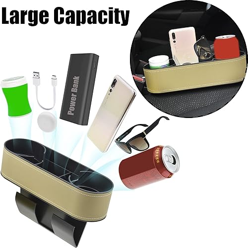 Miniatura 5 de IOKONE Soporte para tazas de automóvil, organizador de asiento delantero automático, soportes multifuncionales para bebidas con funda de piel