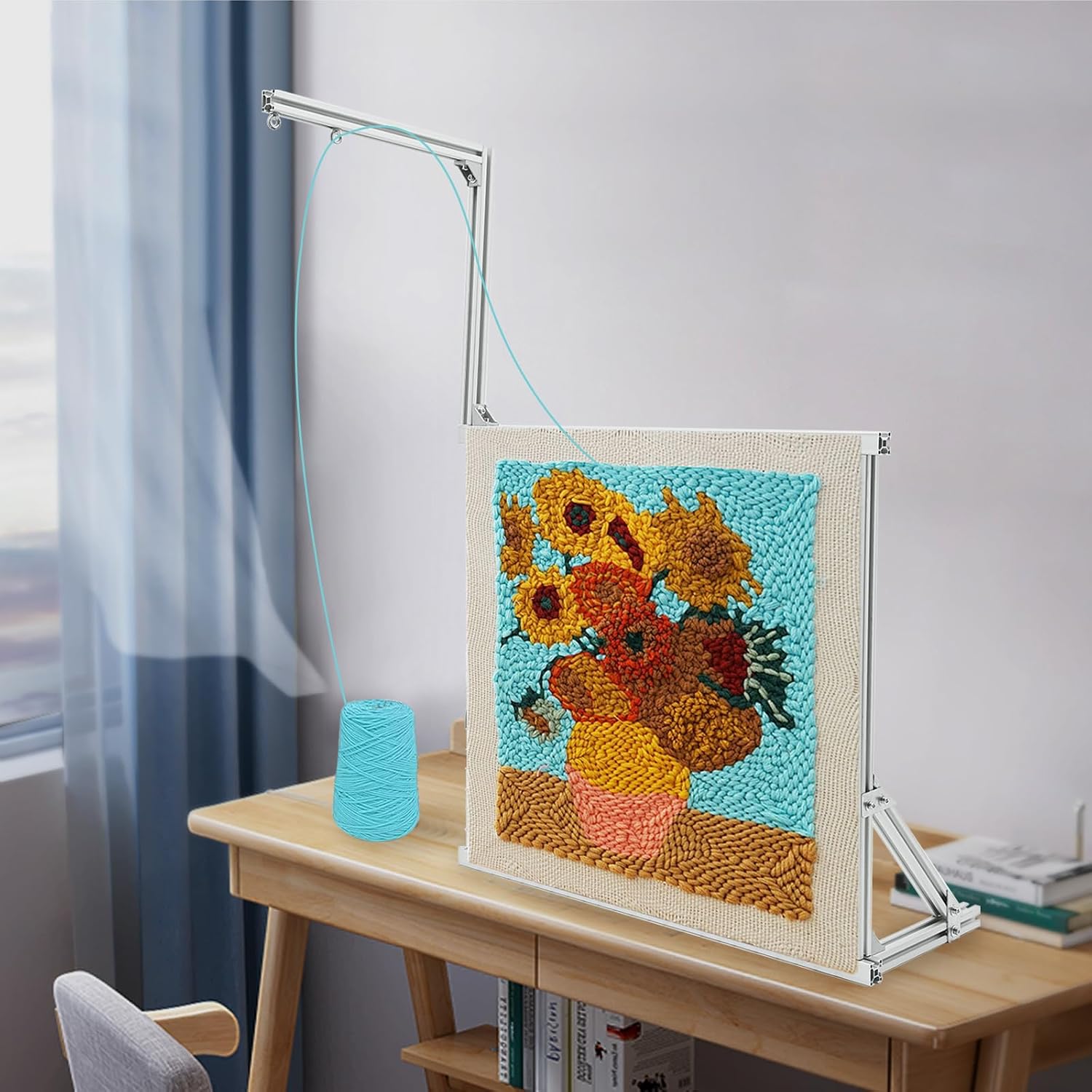 Tufting Frame, 39.37 X 34.25 Inch Aluminium Alloy Frame Tufting Kit with 2 G-Clamps, Rug Tufting Making Tool, Metal Embroidery Tool for Punching Needle, Carpet, Tapestry Making, Sewing