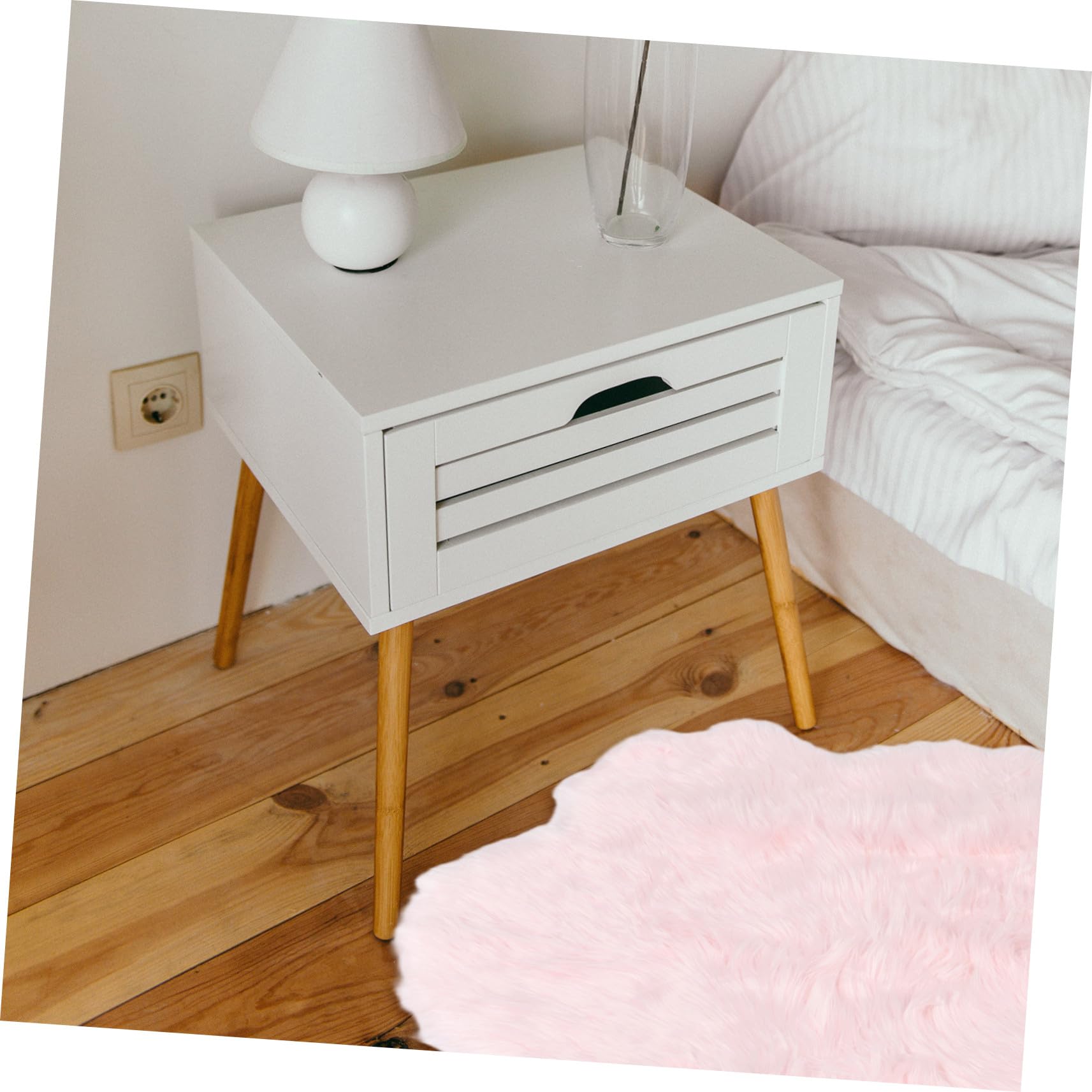 Toyvian Tapis De Chevet Rose pour Chambre De Fille Design Forme De Fleur Dimensions Peluche Douce Et Confortable pour