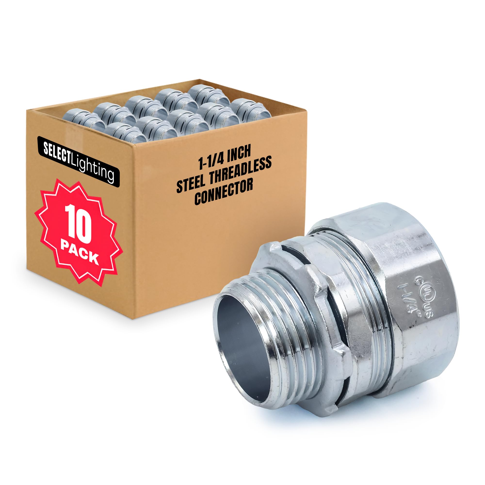 Zinc Plated Conduit Connectors - 10 Pack -1