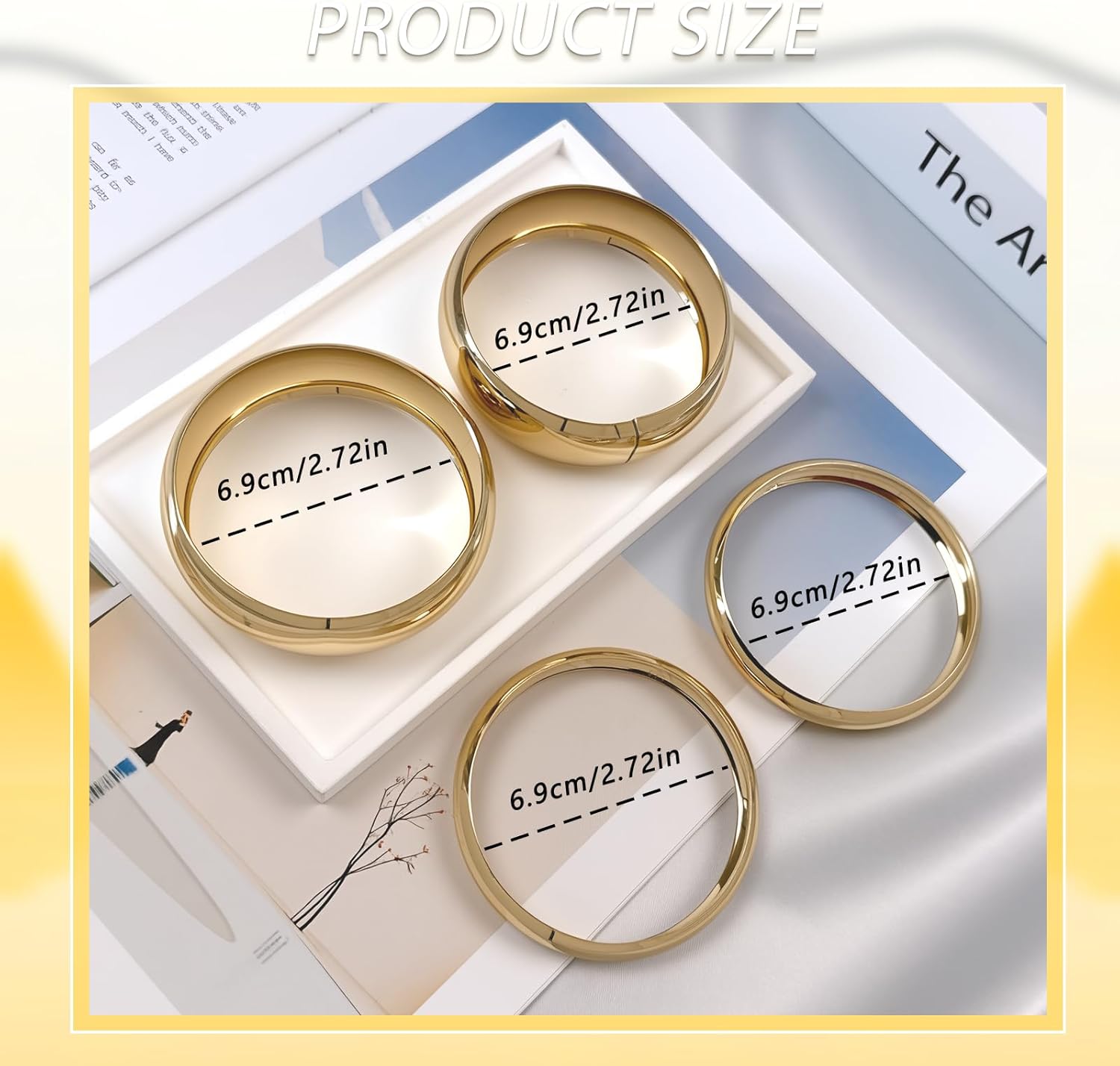 Chunky Gold Bangle Bracelets for Women Trendy Stack Wide Wrist Irregular Statement Cuff Bracelets Non Tarnish Silver Gold Fashion Jewelry Gift Accessories - Image 4