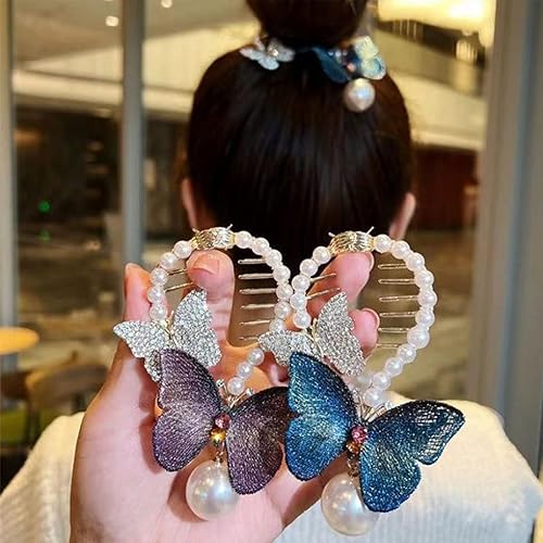 Miniatura 4 de Pinzas de mariposa con hebilla de cola de caballo de lazo, horquilla de lujo con sensación de lazo para mujeres y niñas, accesorios para el cabello