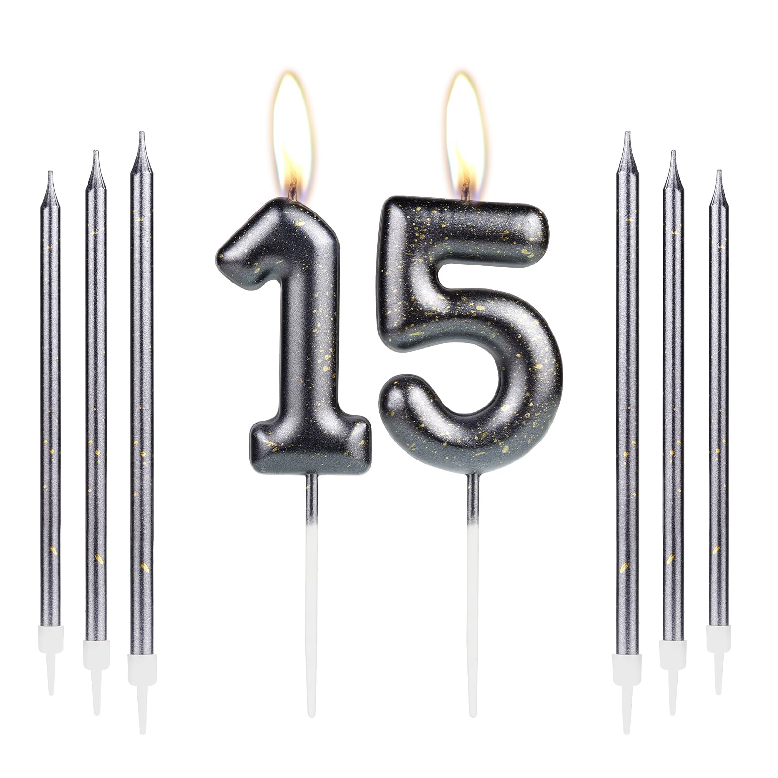 Torta Con Candeline Decorazione Per Torta Con Candela Per 15° Compleanno,  15 Candele Candeline Numeri, image size:1600x1600