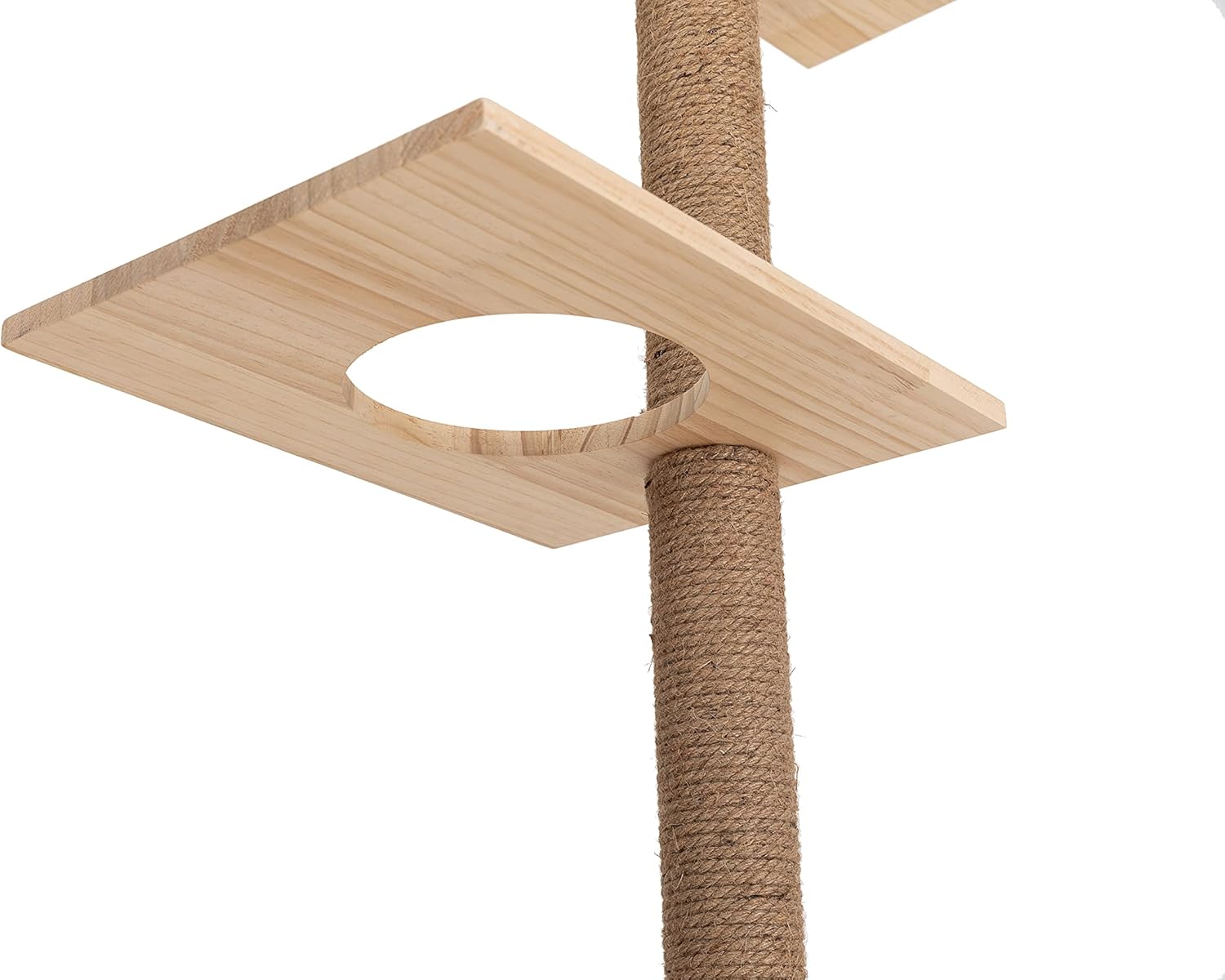 HAPYKITYS Cat Tree Climbing Post Tower for Indoor Cat Wall Mounted Tall Scratching Solid Wood Handmade Cat Climber