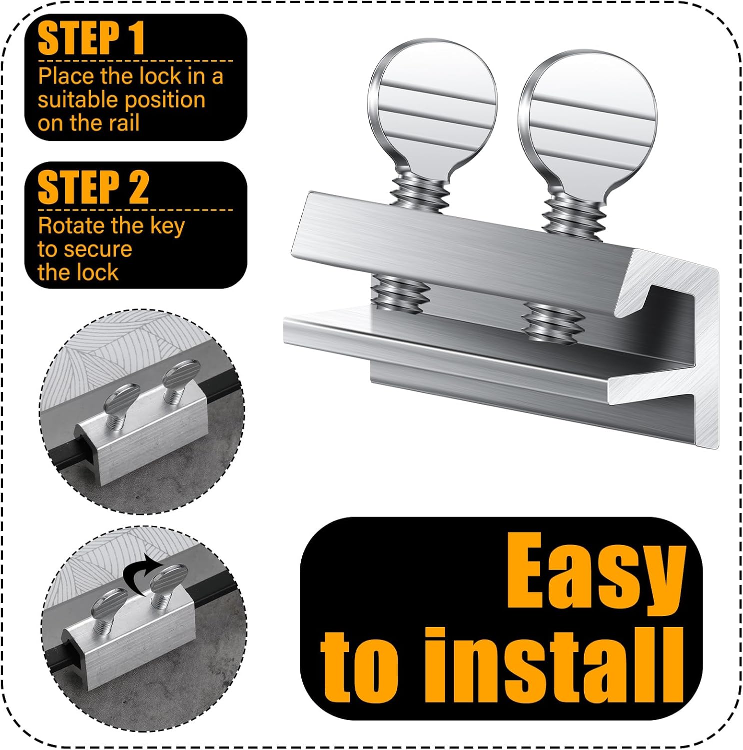 Boao 25 Sets Sliding Window Locks Aluminum Metal Window Security Safety Locks with Keys Silver Adjustable up and Down Stopper Proof Home Door Patio Guard (2 Keys)