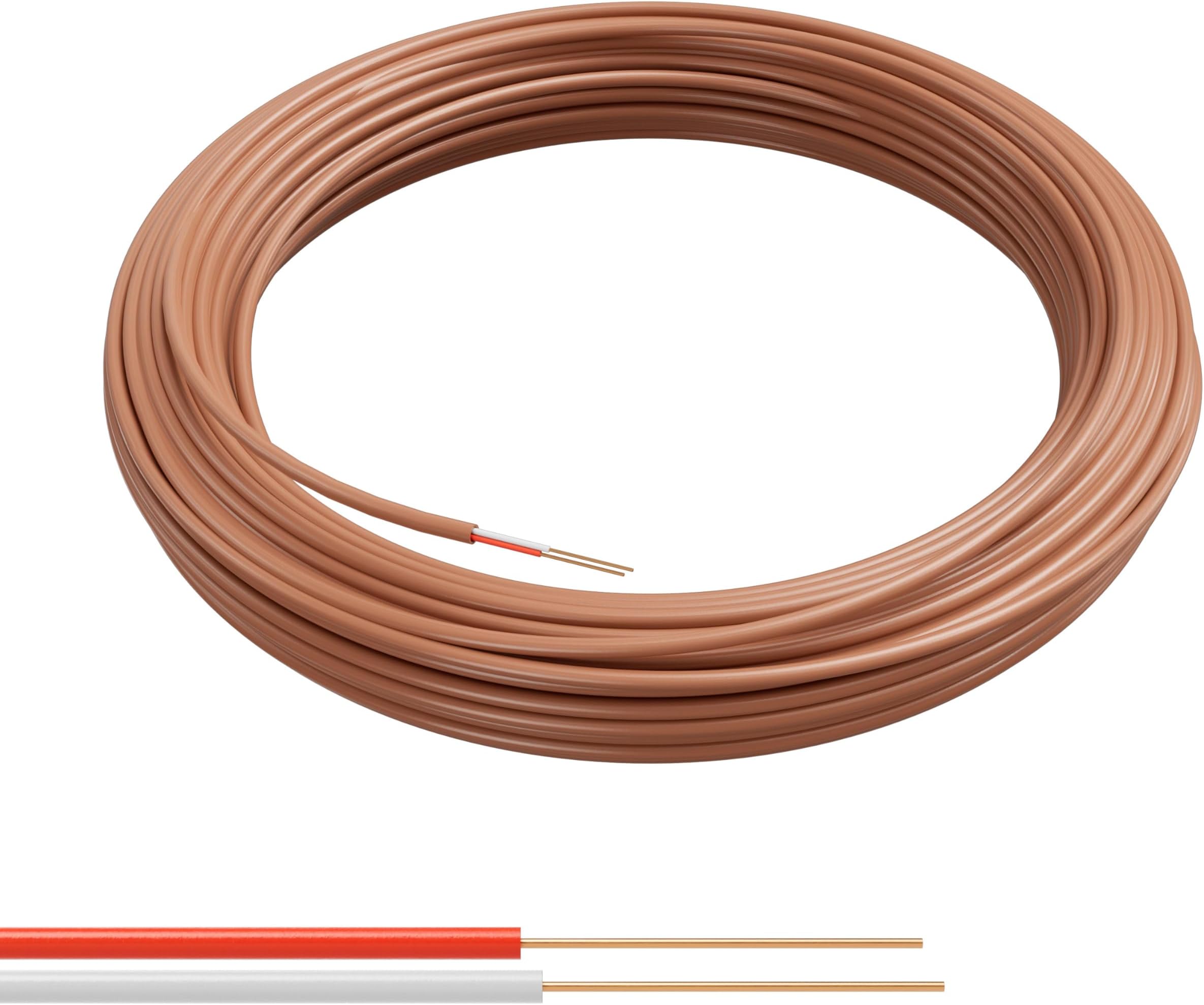 THE CIMPLE CO Thermostat Wire 18/2, 100 FT, Solid Copper, 18 Gauge, 2 Conductor, HVAC Wire, Residential, Commercial, & Industrial Rated, 30 Meters, Brown