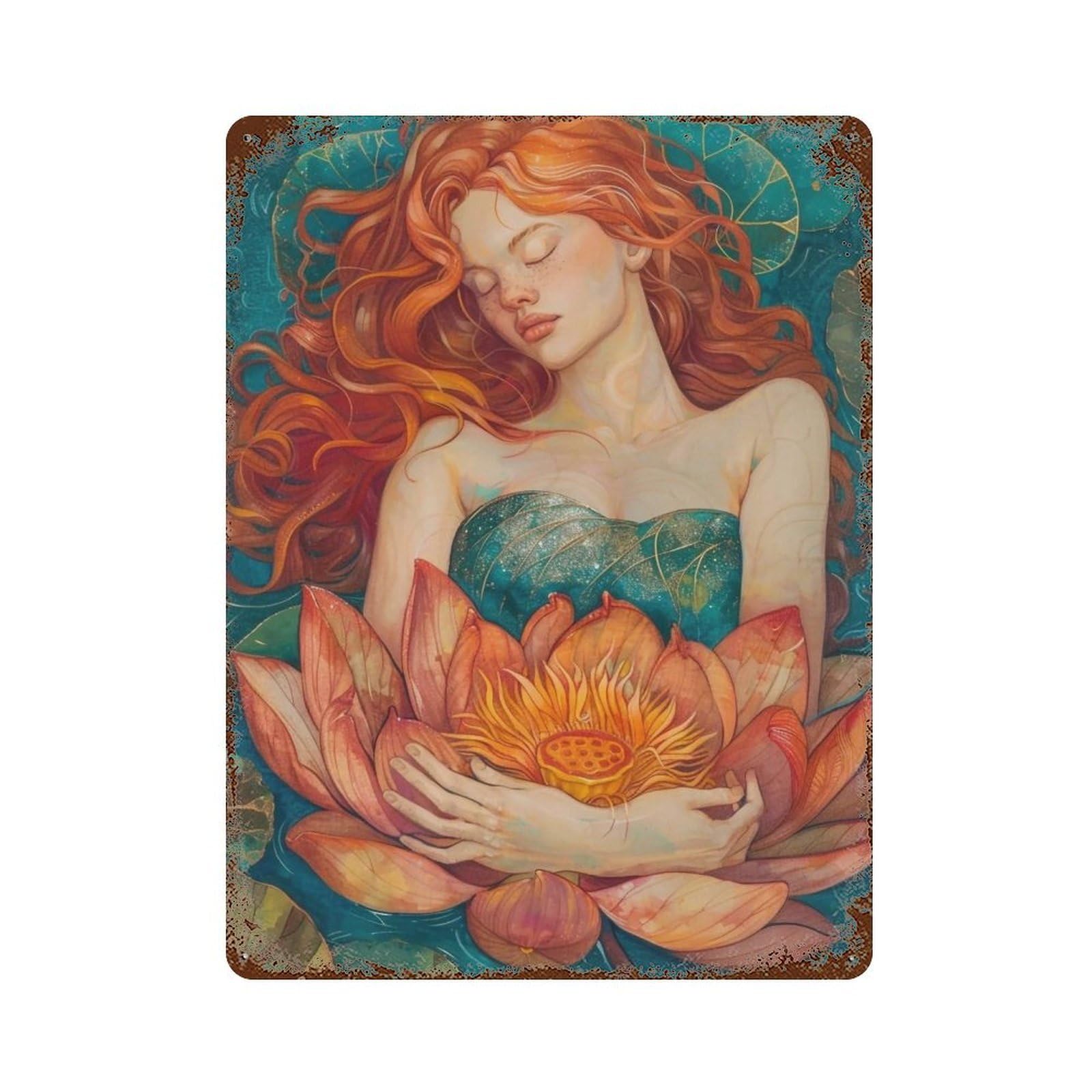 HDURYEYRYY Slumber in Lotus 03 Wall Retro Iron Vintage Art Metal Tin Sign Poster Modern Home Cofffee Club Art Bar Shop Decor 40x30cm