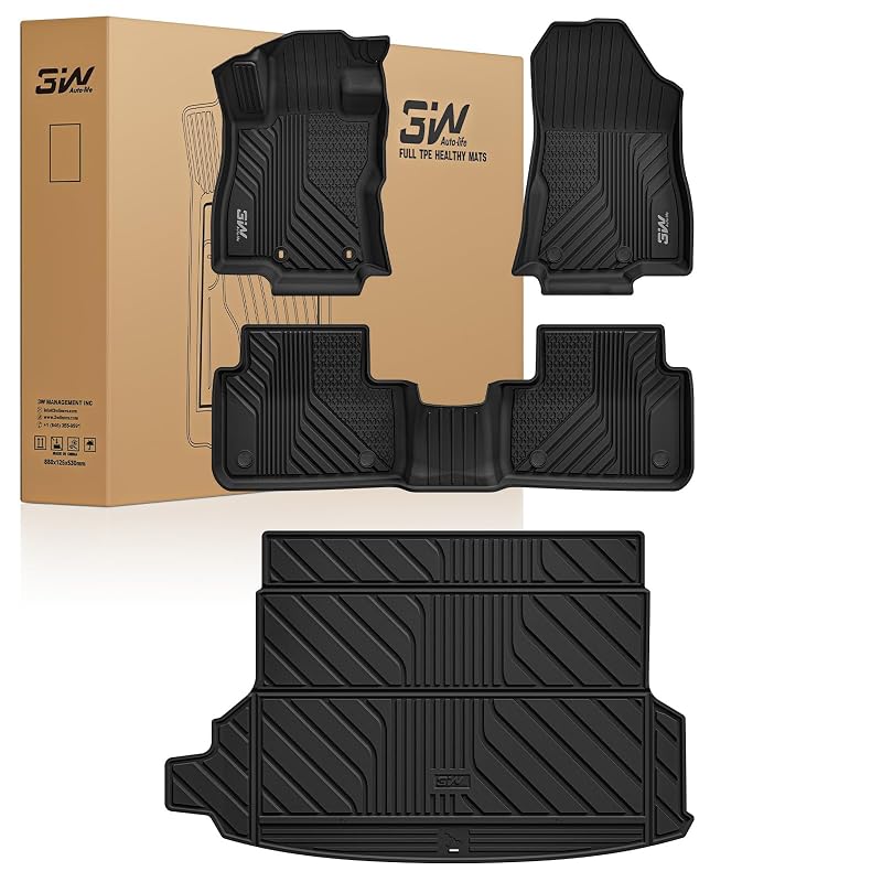 Kit de Tapetes Automotivos e Tapete de Porta-Malas 3W para Subaru Forester 2025 a 2027, TPE Preto, 3 Peças