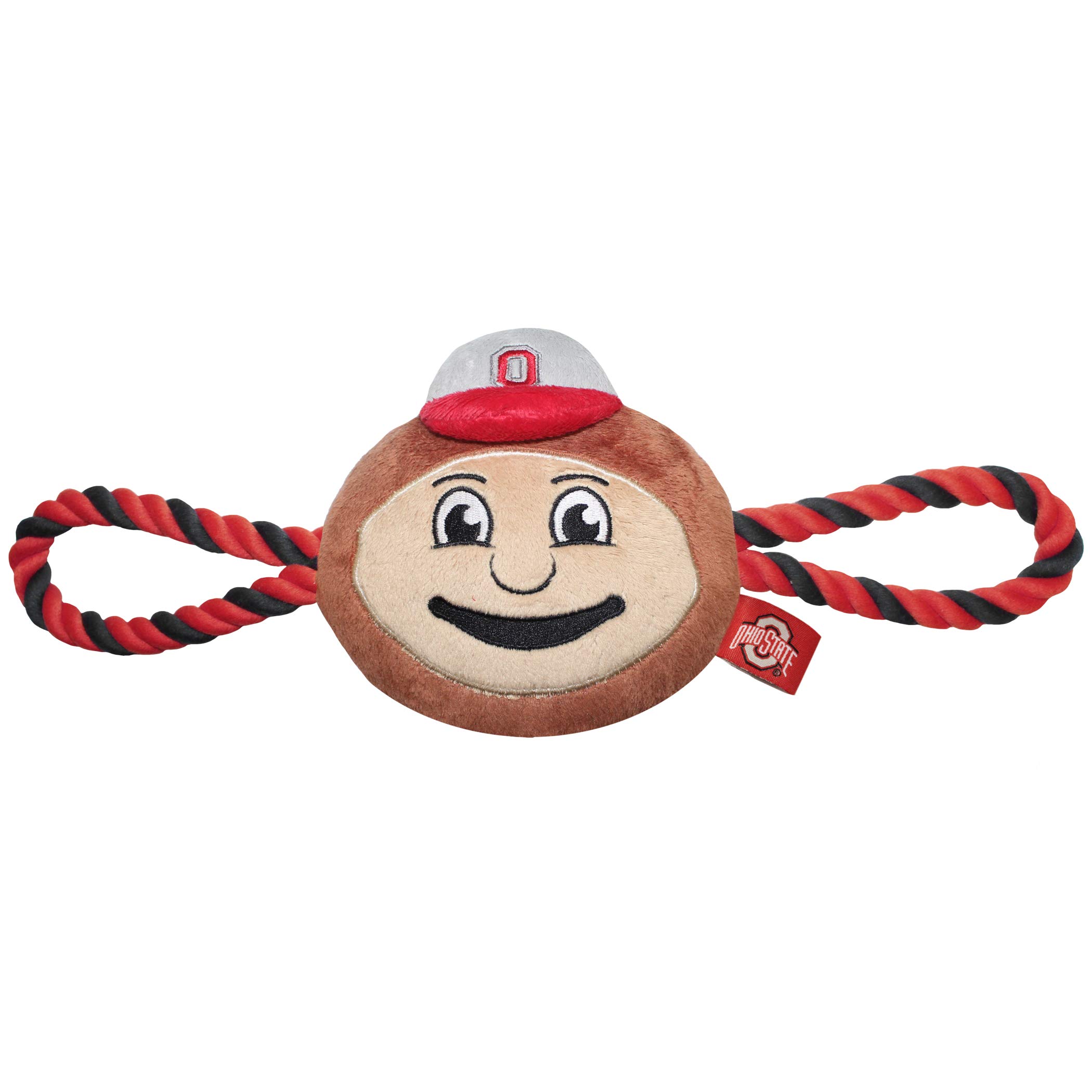 Pets First NCAA Ohio Buckeyes Nylon Mascot Dog Toy with Tough Dog Ropes & Inner Squeaker in Bright Team Colors