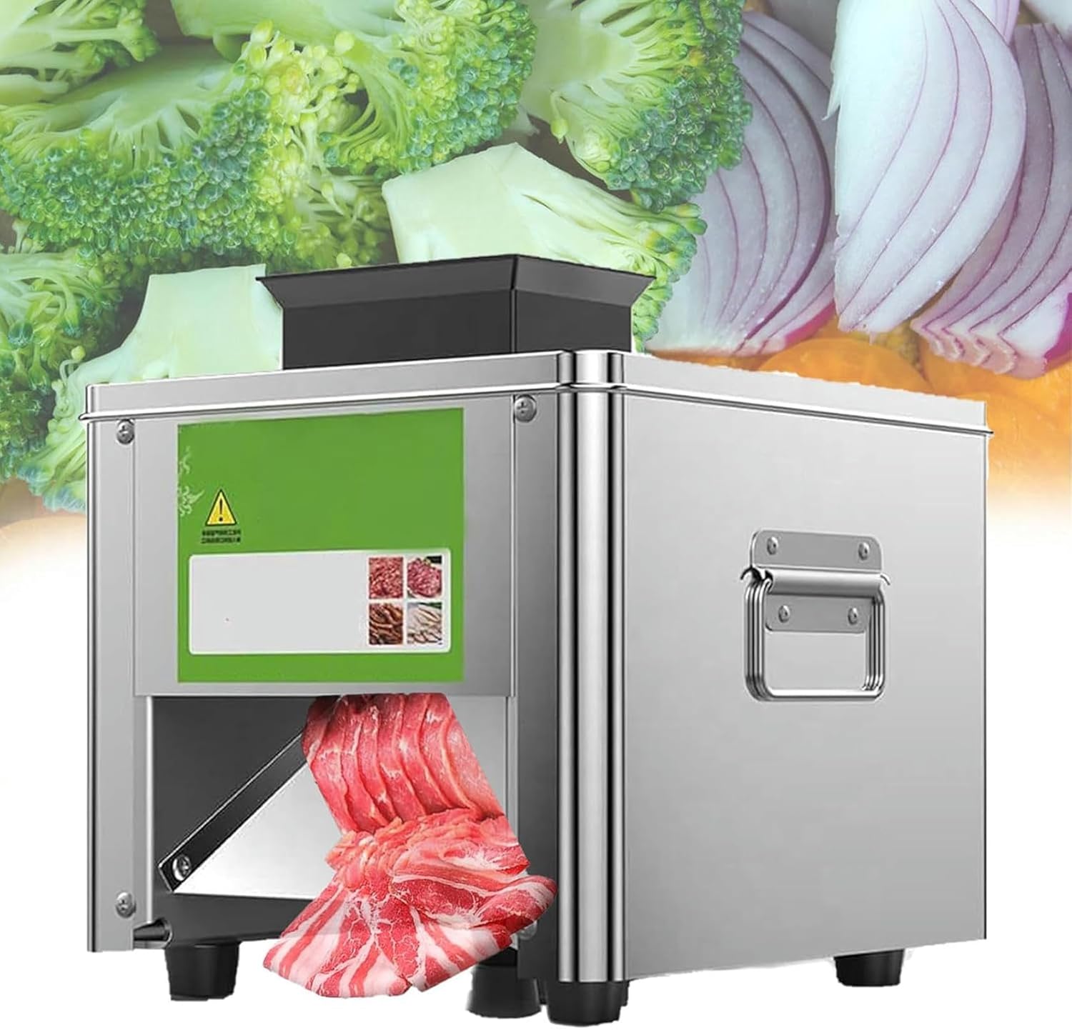Wzglod Commercial Meat Cutter Cutting Machine, Electric Stainless Steel Meat Strips Cubes Dicer for Restaurant Home, 850w Vegetables Slicer for Boneless Pork Chicken Fish