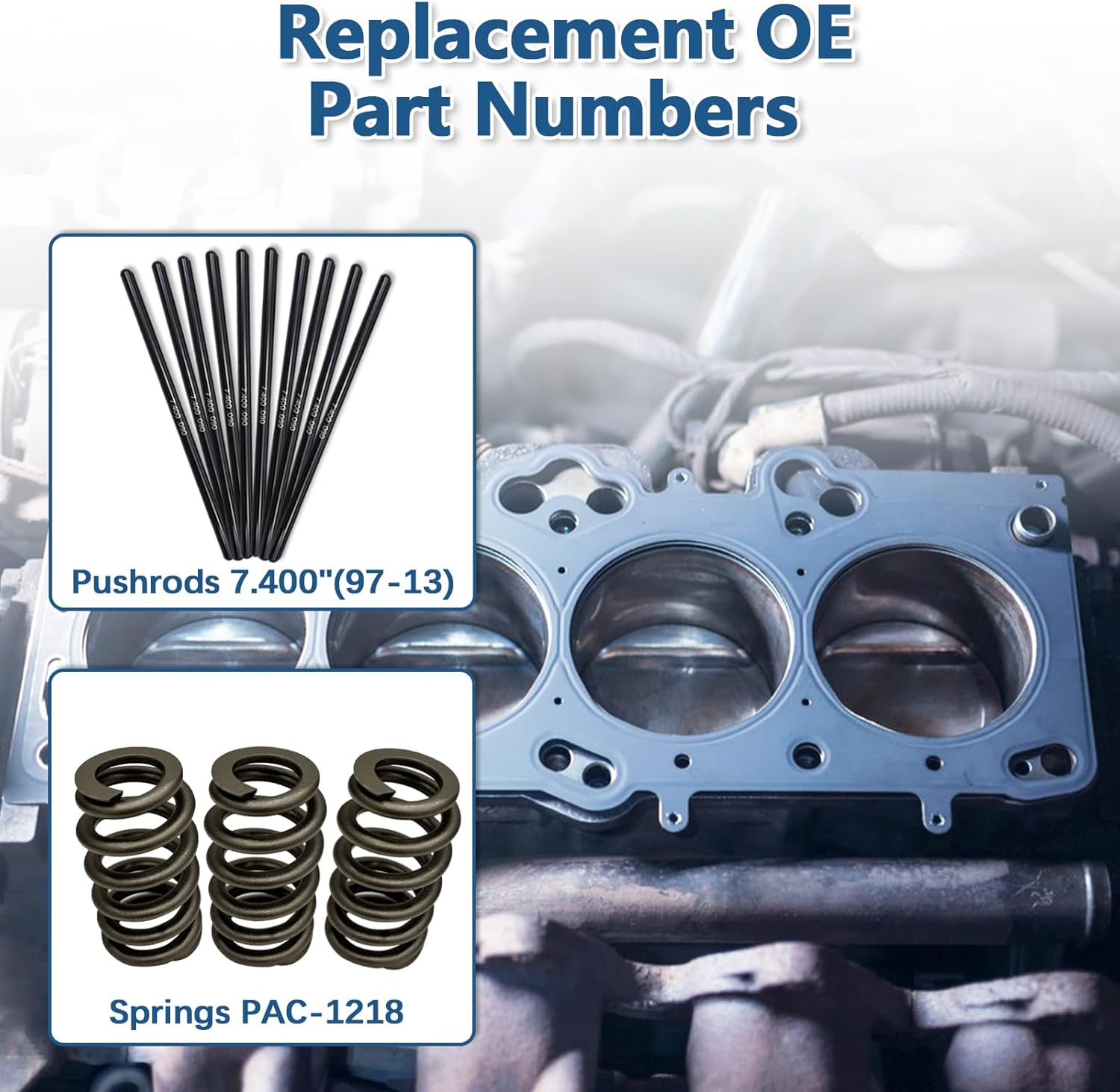 Sloppy Stage 2 Camshaft Kit with Springs Pushrods Lifters Set Fits for 1997-2013 Chevrolet GMC LS 4.8 5.3 5.7 6.0 6.2 V8 LSx Engine E1840P Replaces PAC-1218 HL2148S 7.400” E-1840-P