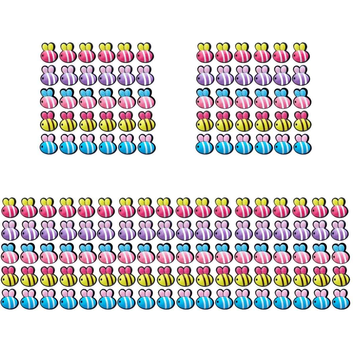 Lurrose 5 Ensembles Dessin Animé Abeille Cinq Couleurs Décoration Murale Clou en Forme De I Outil De Tige De Porte Punaises Stylo en Forme d'abeille Punaises De Tableau 30 pièces * 5