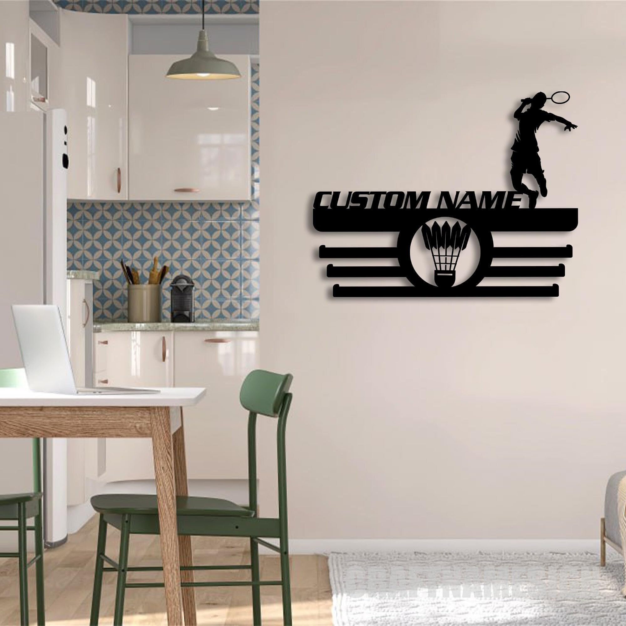Custom Metal Badminton Boy Player Medal Hanger Wall Art with Led Light, Badminton Medal Holder, Medal Display Awards Sign, Badminton Lover Gifts, Medal Holder Display Rack for Award and Ribbon