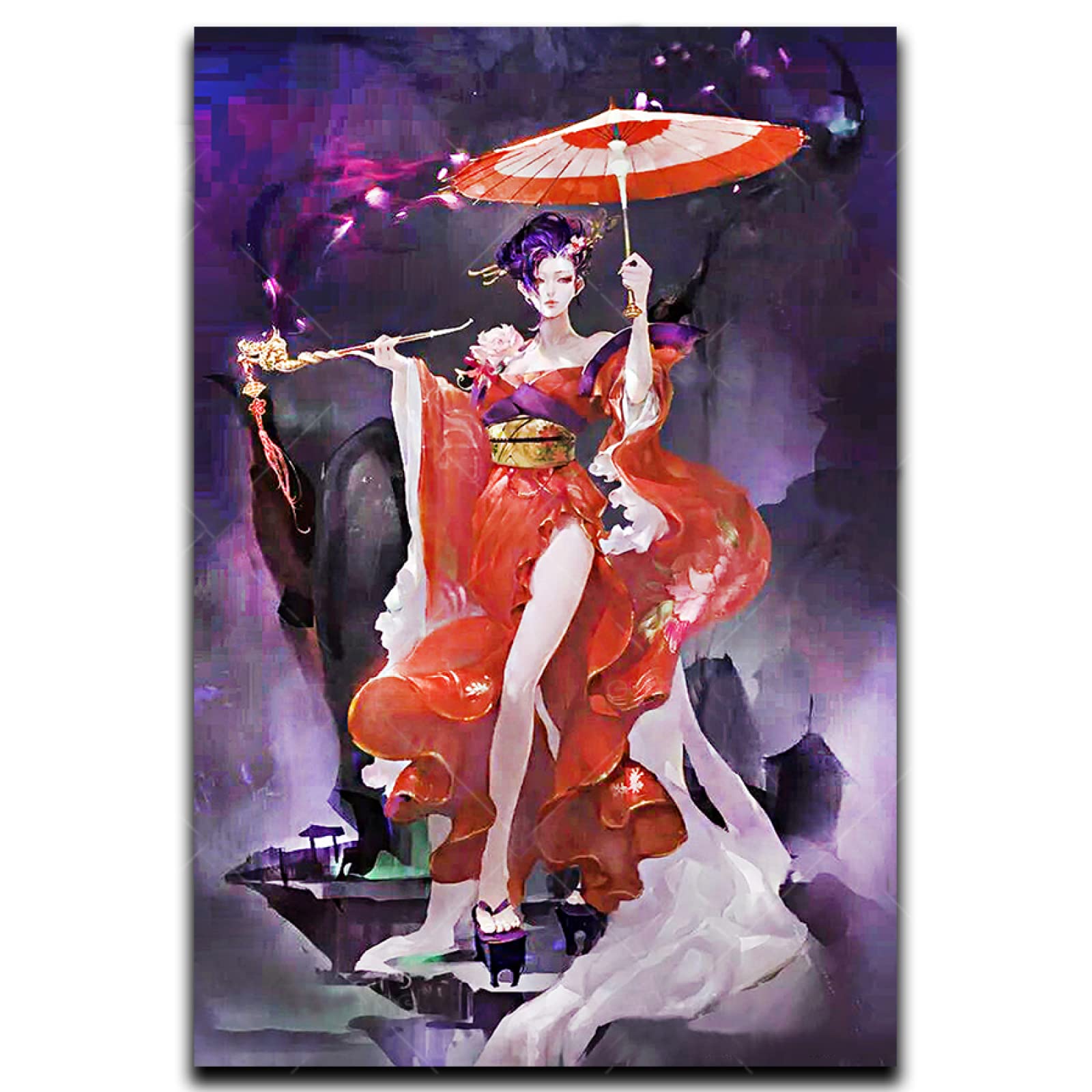 Broderie diamant 5D geisha japonaise : kit complet de peinture strass