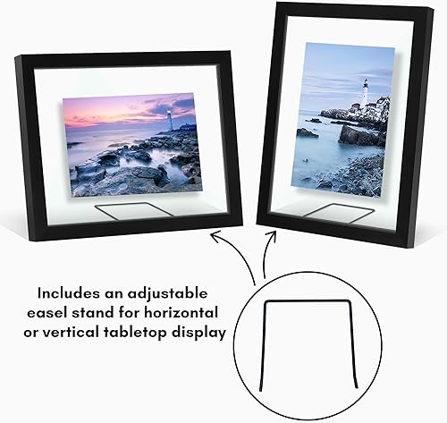 Miniatura 7 de Americanflat Portarretratos flotantes de 8 x 10 pulgadas, color negro, juego de 2 fotos de 5 x 7 o 4 x 6 pulgadas para efecto de marco flotante con