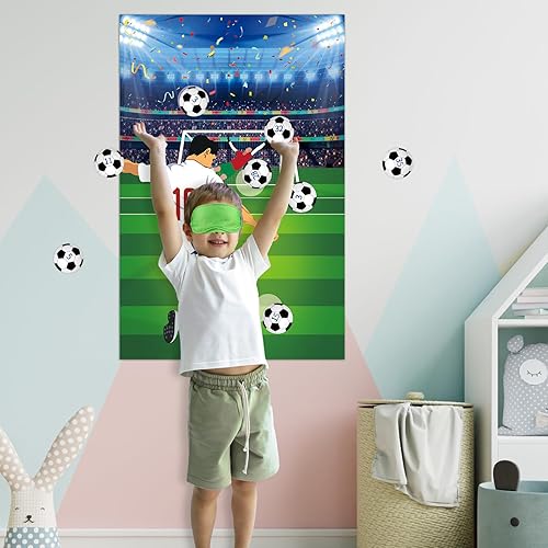 Miniatura 4 de Pin The Soccer on The Goal - Juegos de fiesta para niños, juegos de fútbol y cumpleaños para niños, suministros de fiesta de cumpleaños, póster