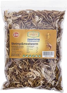Appetizing Mealworms with Dried River Shrimp (8oz) All Natural 100% Non-GMO,Surf & Turf, Chicken, Fish, Ducks, Wild Birds,...