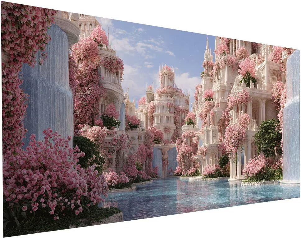 Kit complet broderie diamant fleurs 50x100 cm pour activité DIY