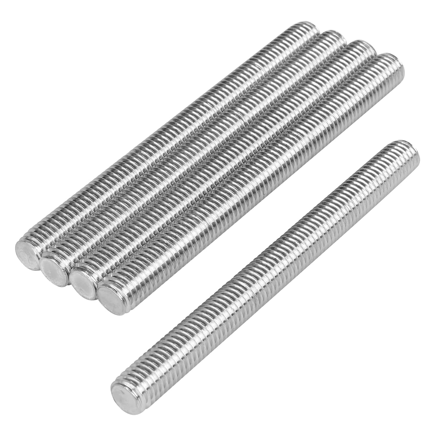 M10 x 150 mm 1.5mm Pitch 304 Stainless Steel Fully Threaded Rods Fasteners Pack of 5