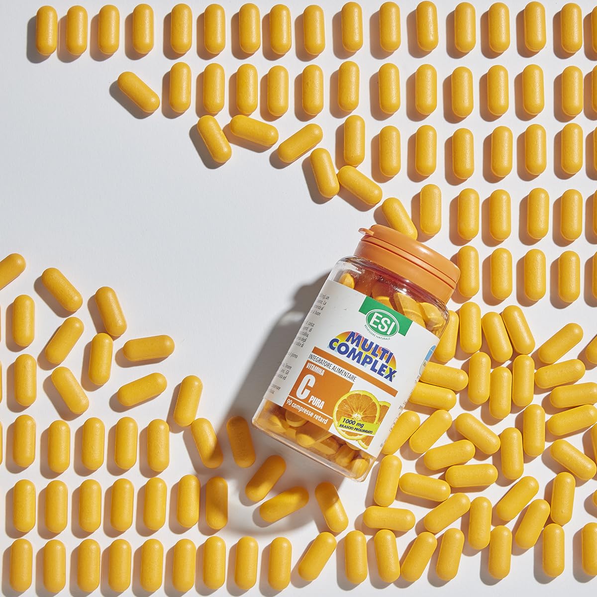 ESI - Multicomplex Vitamina C Pura Retard, Integratore Alimentare Massimo Dosaggio, a Rilascio Prolungato, Supporta il Funzionamento del Sistema Immunitario, Senza Glutine e Vegan, 90 Compresse