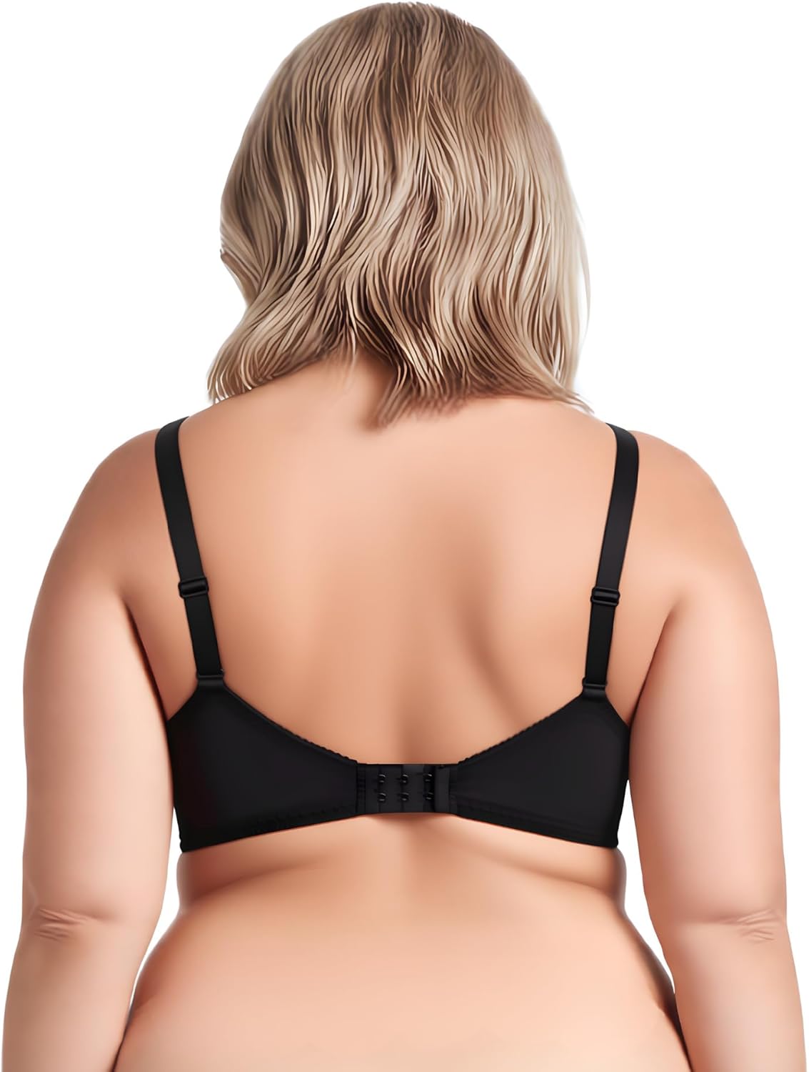 Curve Muse Plus Size Minimizer Underwire Unlined Bra with Embroidery Lace-3Pack