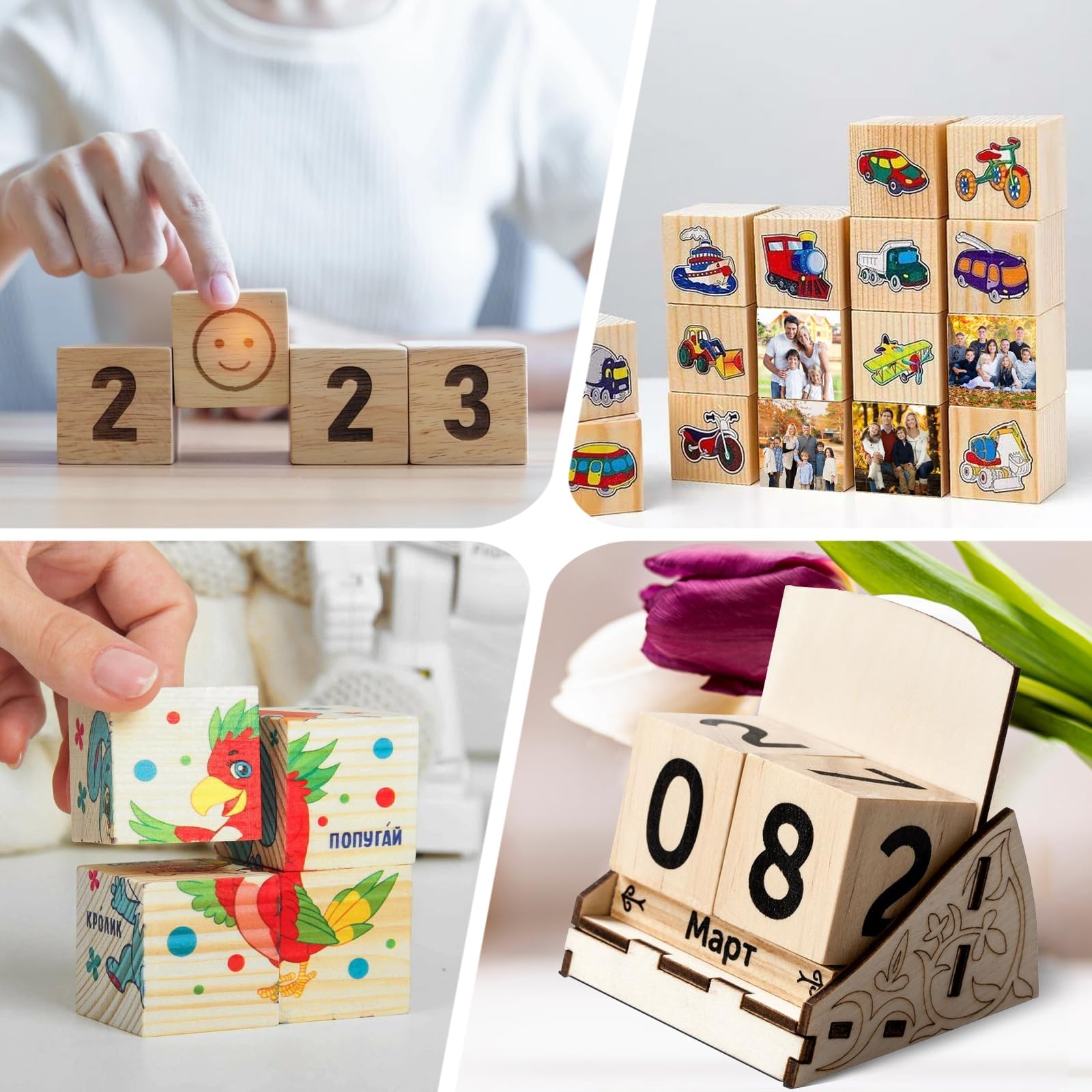 9 Cubi Di Legno 50x50 Mm Per Fai Da Te, Intaglio E Craft - Foto 2