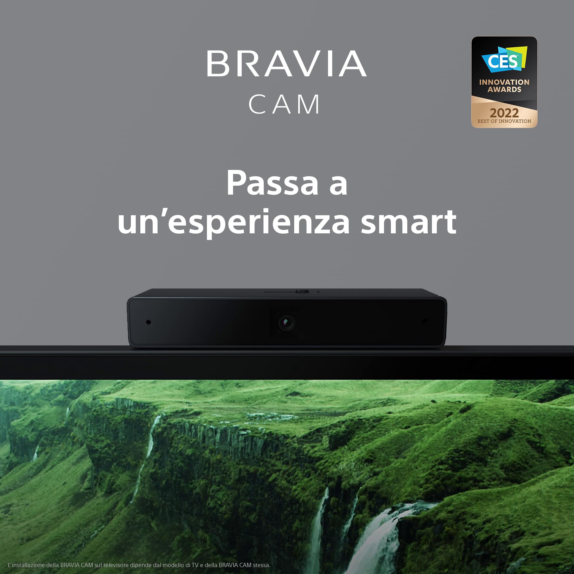 Sony BRAVIA CAM - Accessorio per TV BRAVIA, Webcam con Microfono, 1080p FHD, Video Call su Zoom e Google Meet, Controllo gestuale, risparmio energetico, avviso di prossimità, copertura privacy