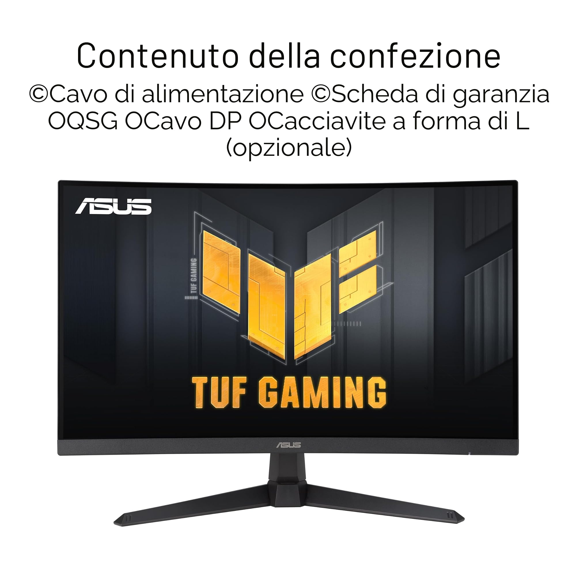 ASUS TUF GAMING VG27VQ3B, Monitor Gaming Curvo da 27” FHD, Nero | 180Hz ELMB SYNC, FreeSync, Tempo di Risposta 1ms, 90% DCI-P3, DisplayWidget Center
