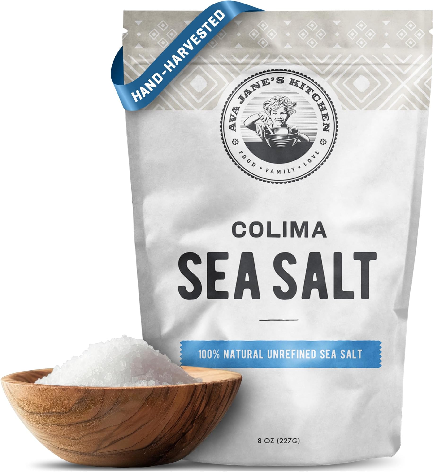 AVA JANE'S KITCHEN - Colima Sea Salt 100% Natural Coarse Unrefined Gourmet Kosher Salt, 8oz