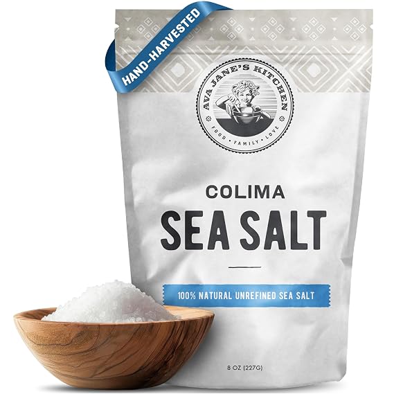 Ava Janes Kitchen - Colima Coarse Sea Salt - 100% Unrefined, Natural, And Hand-Harvested - Protects Heart - Shapes Figure - Boosts Mood, 227 Servings