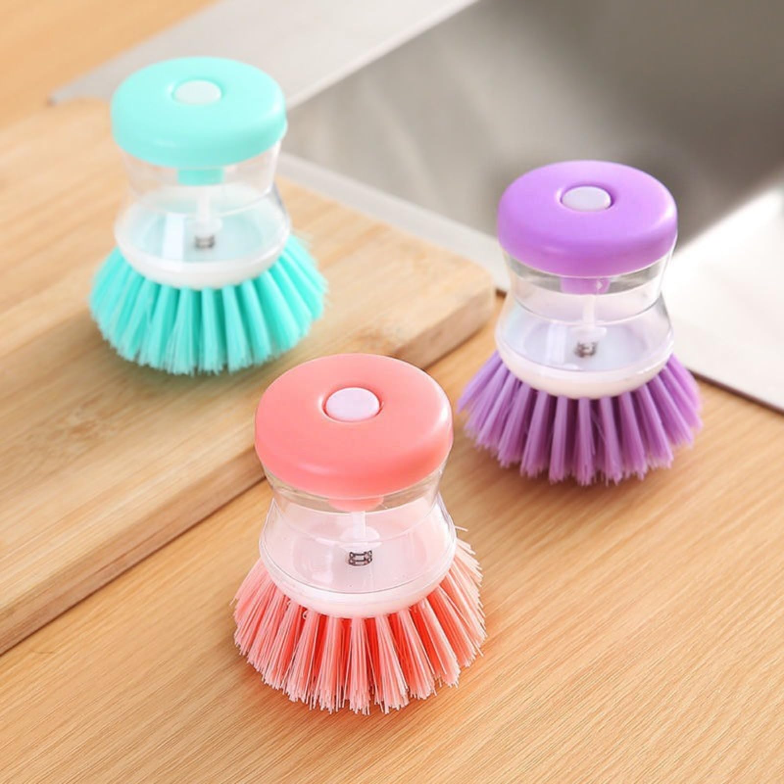 Yqvavzjsl Purple; Automatic Liquid Addition Dishwashing Brush, Multifunctional Stain Removal And Cleaning Brush