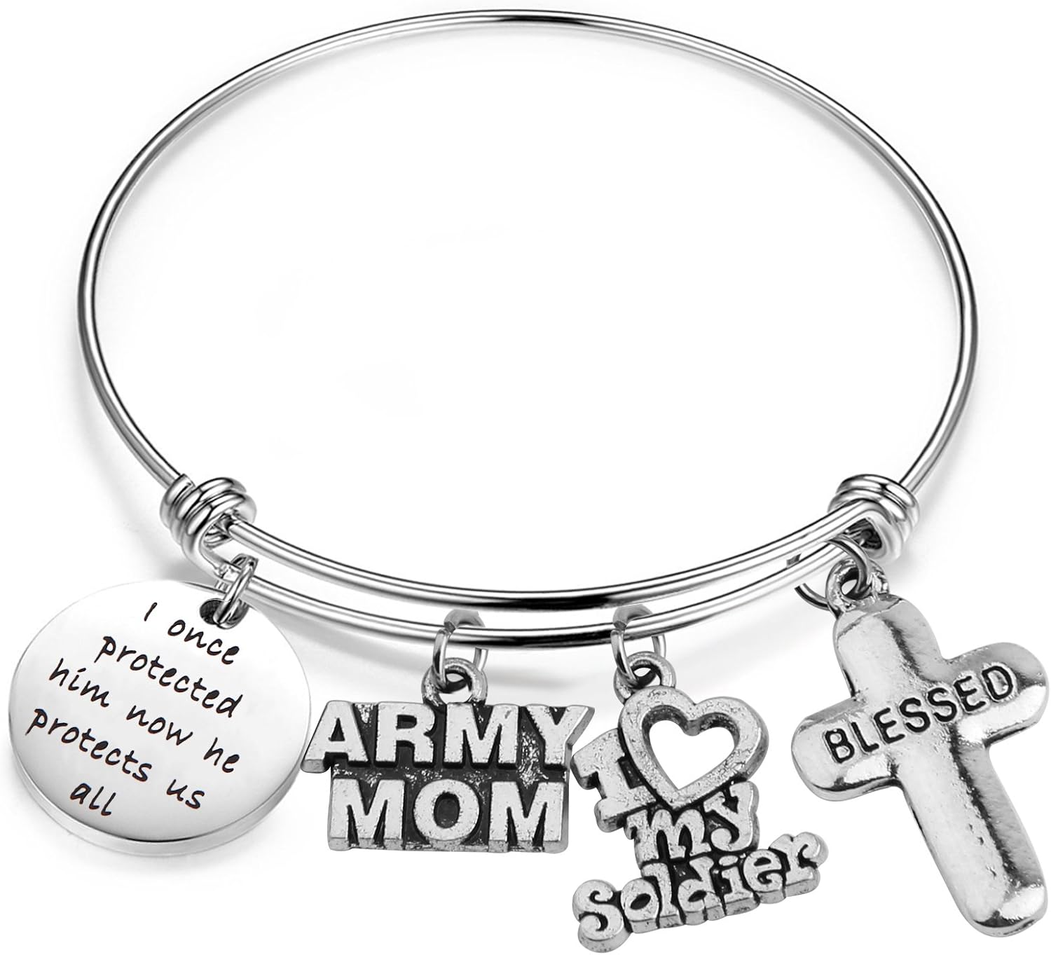 Gzrlyf Military Mom Bracelets I Once Protected Him Now He Protects Us All Mom Gifts for Army Mom Air Force Mom Navy Mom