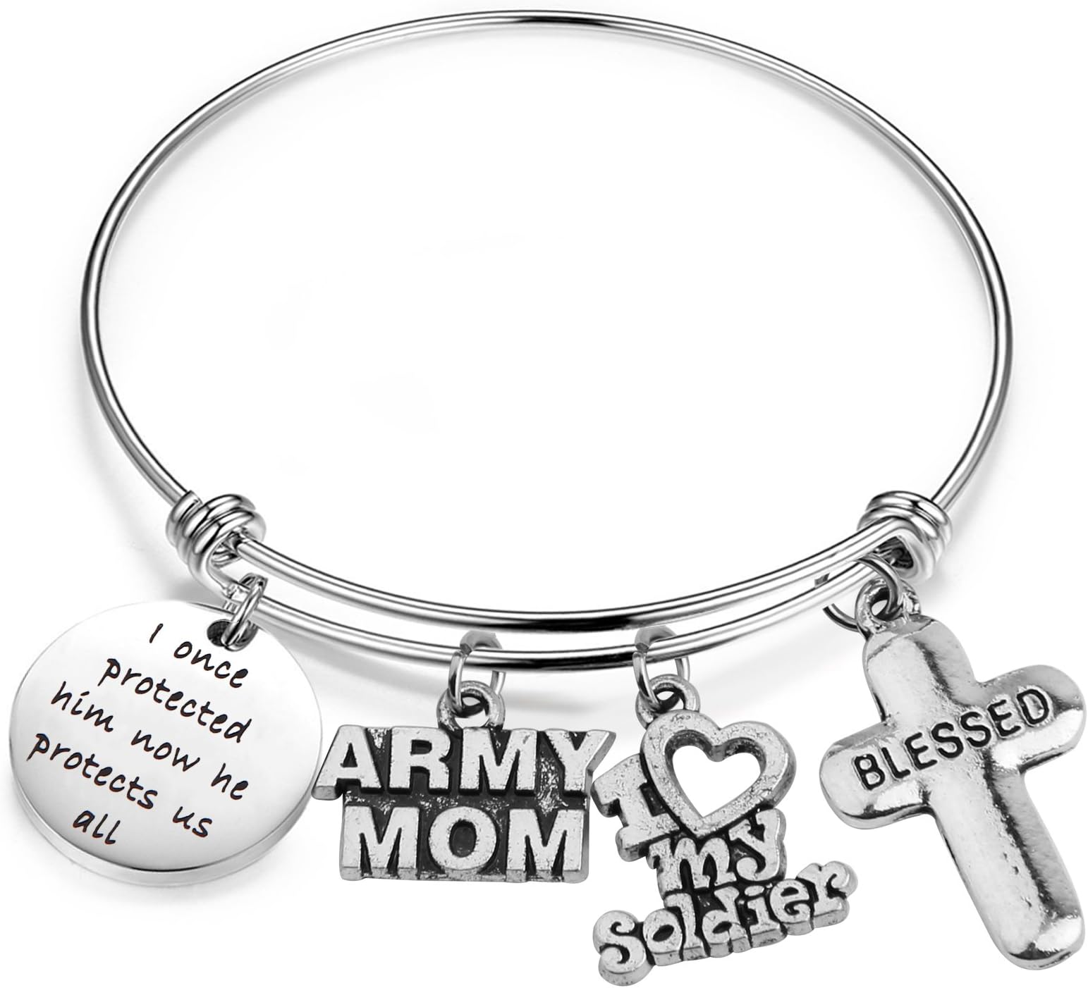 Military Mom Bracelets I Once Protected Him Now He Protects Us All Mom Gifts for Army Mom Air Force Mom Navy Mom