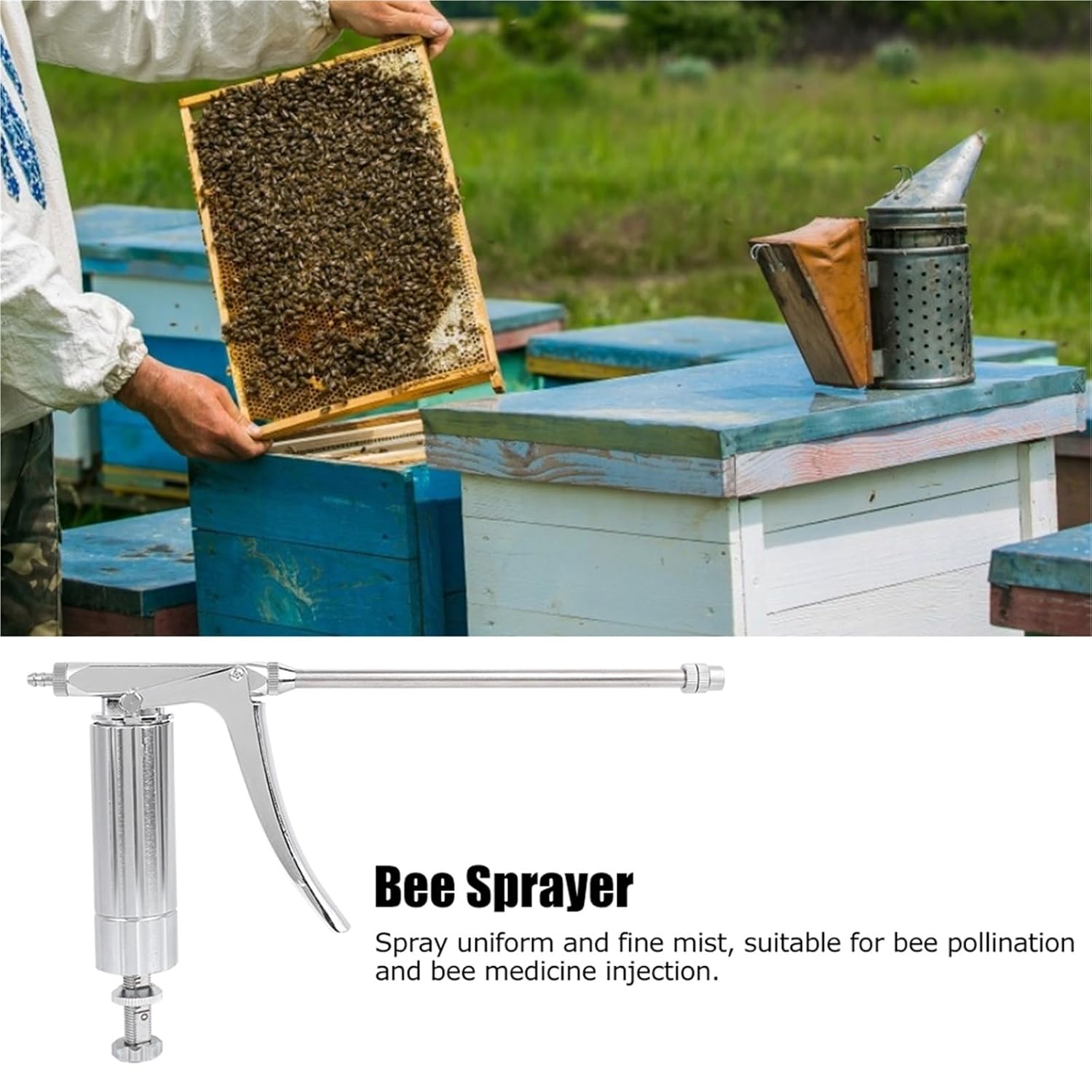 Beekeeping, Bee Sprayer, Stainless Steel Beekeeping, Pollination Syringe Tool,for Beekeepers