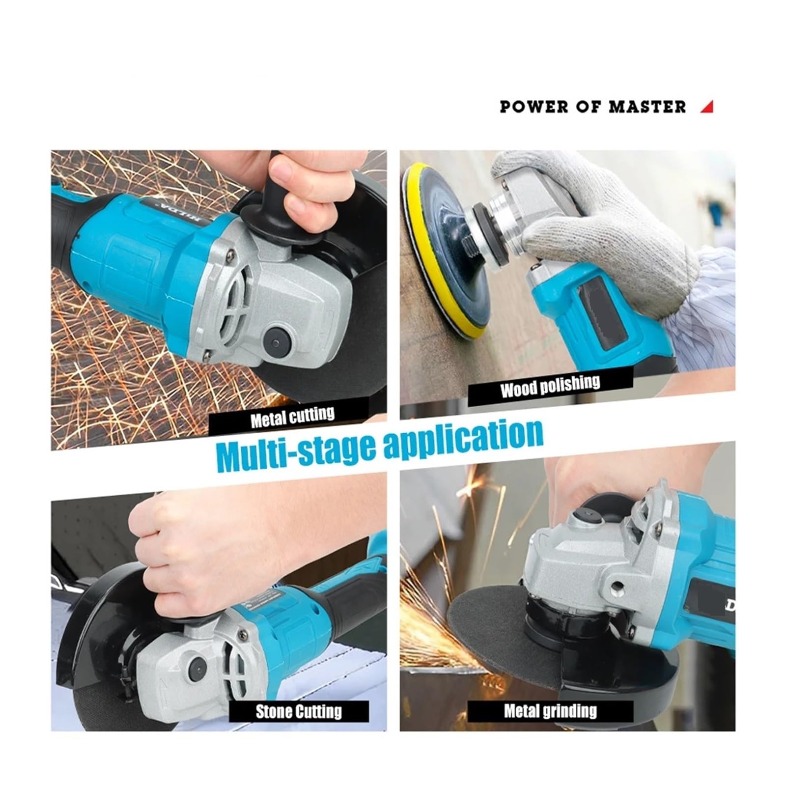 Smerigliatrice angolare a batteria senza spazzole 21V Utensile da taglio 9000 giri/min per legno metallico,Impiego pesante(AB161 Pro no battery)