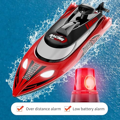 Miniatura 4 de Barco a control remoto para adultos y niños, barco de control remoto con velocidad de más de 30 mph, distancia de control remoto de 656.2 ft, luces