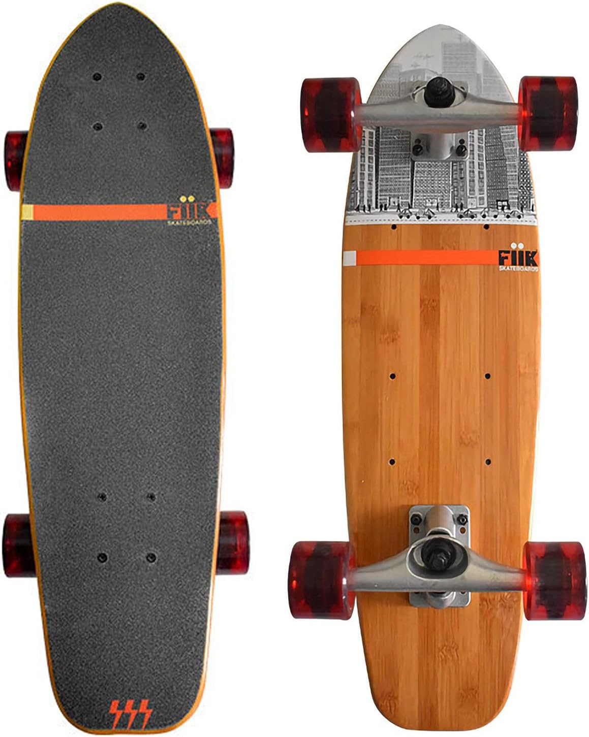 27in Mini Skateboard Cruiser Board Long Board, Retro Bamboo and Wood Splicing Personality Fish Board, with Aluminum Alloy Bracket, Suitable for Teenagers, and Adults