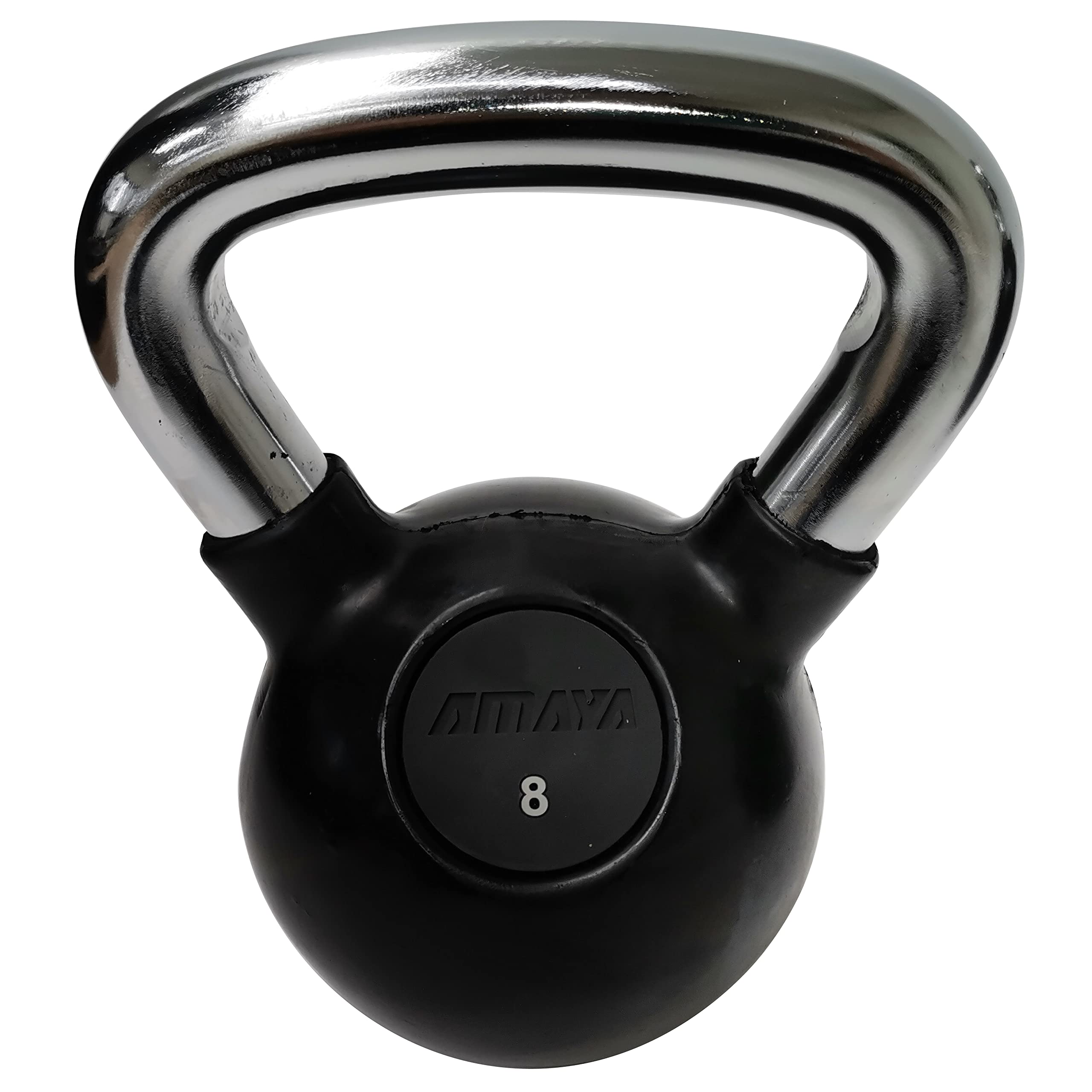 Kettlebell gumowy z chromowanym uchwytem - 8 kg kettlebell do treningu siłowego