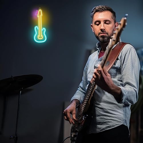 Miniatura 4 de Attivolife Letrero de neón de guitarra, lámpara LED de neón acrílica con USB para amantes de la música, decoración de bar, estudio de música, mejor