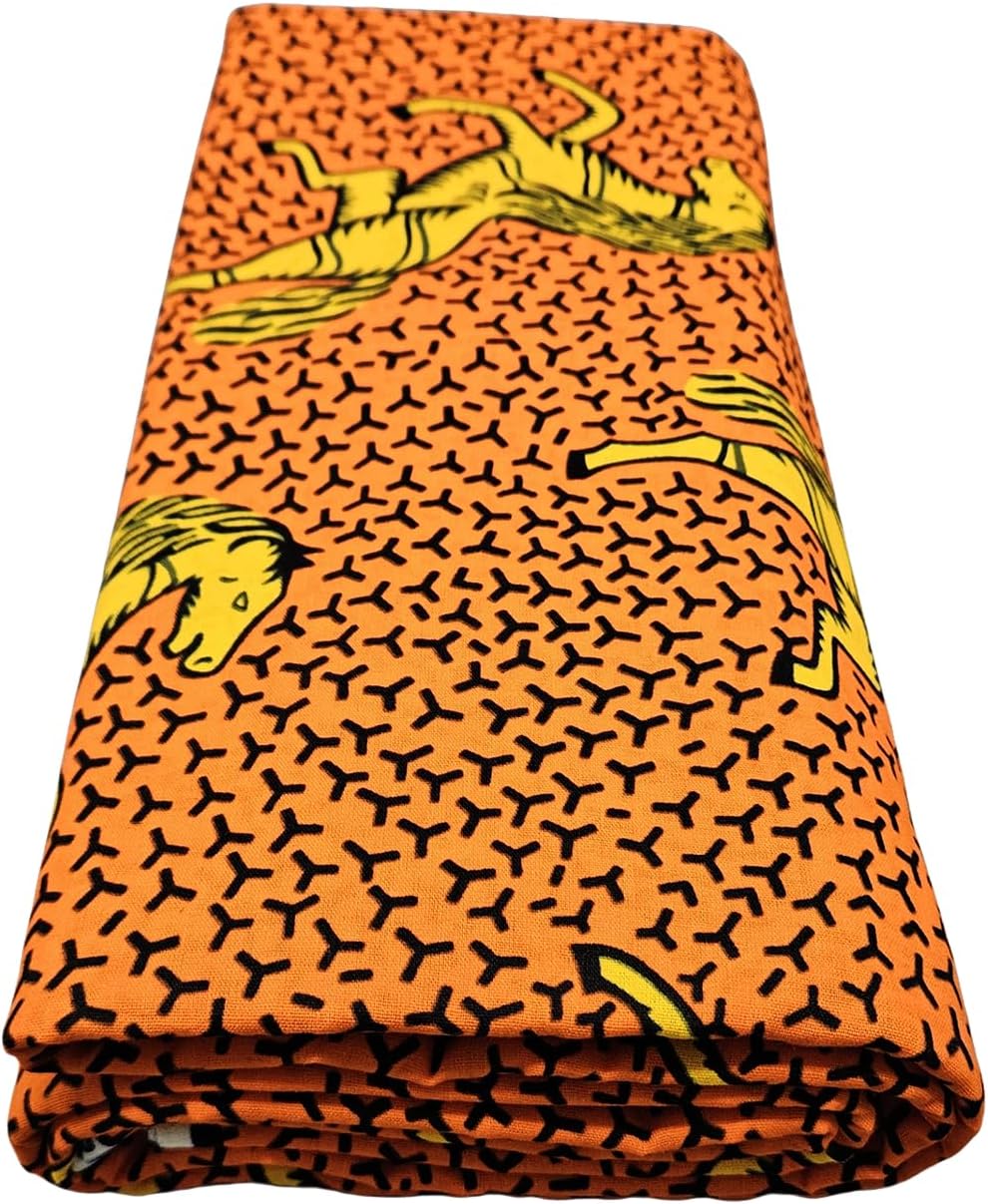 African Wax Fabric 6 Yards 100% Cotton – Vibrant Ethnic Print Fabric for Party Outfits, DIY Crafts, Scarves, Aprons, and Home Decor (Q3-1) image 2