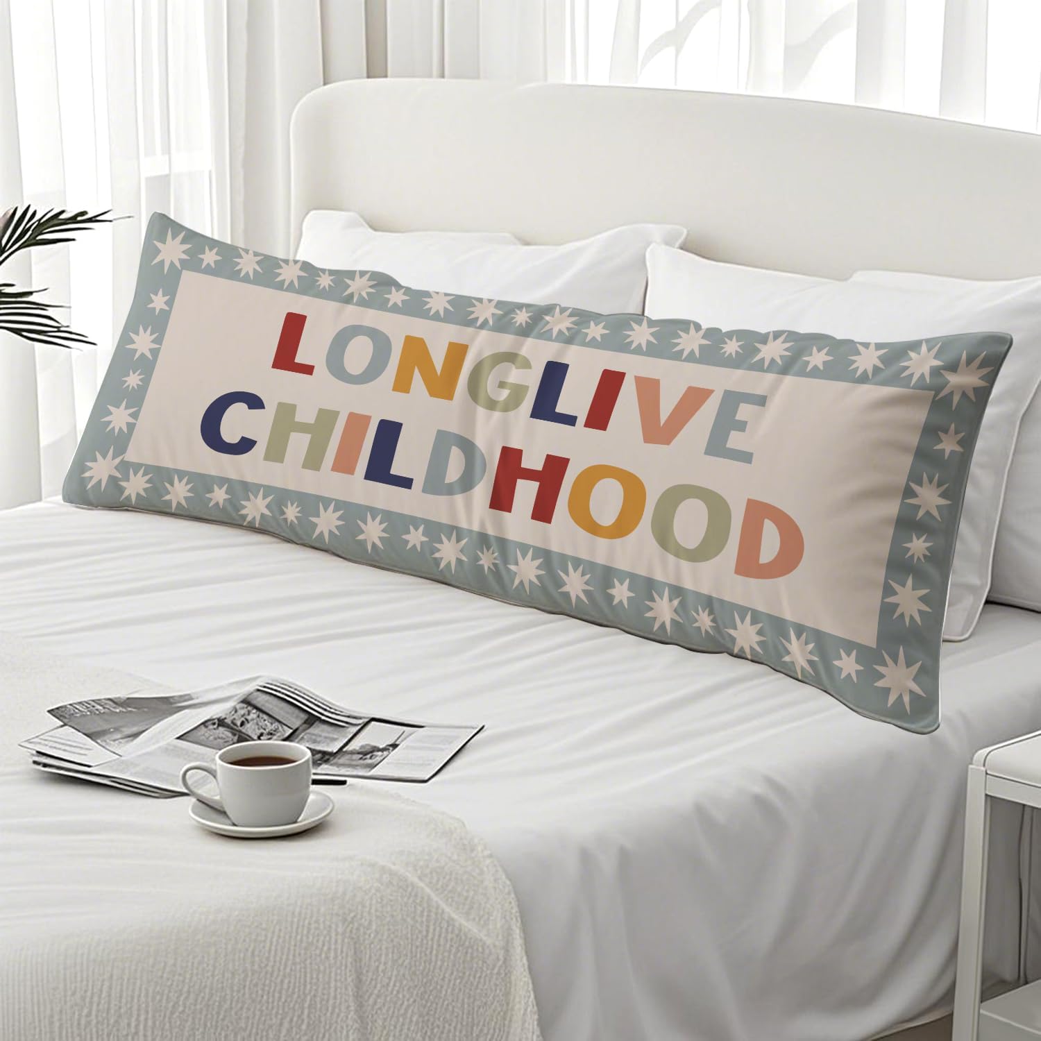 Long Live Childhood 20x54 Body Pillow Pillowcase Cover with Zipper