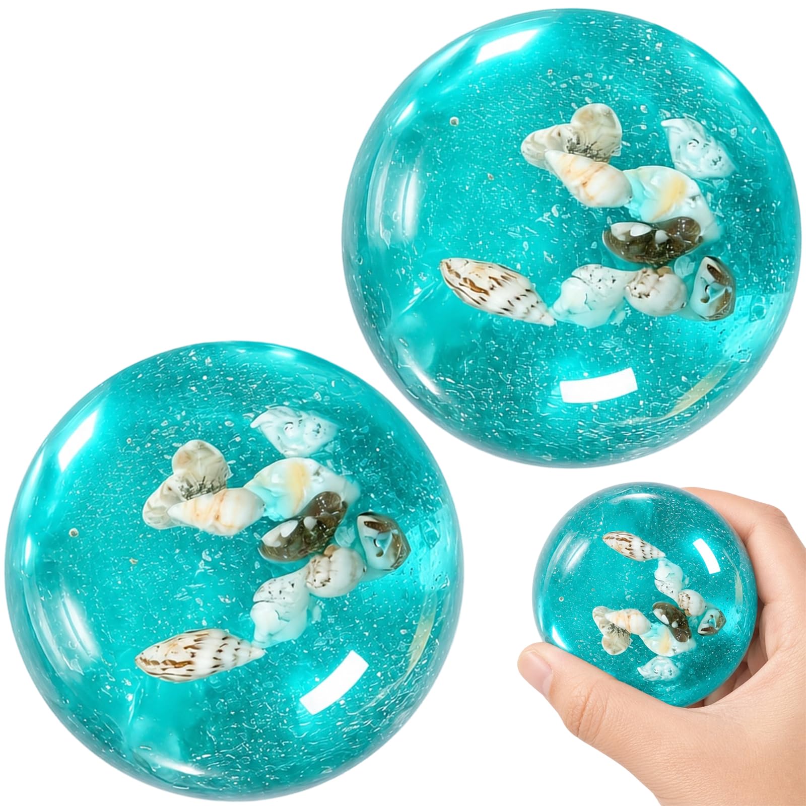 Squishy Fidget Toys, Slow Rising Squishies for Stress Relief, Ocean Shells Sensory Stress Ball for Adults with ADHD, Portable Squishy Cube Fidget Toys for Office and Classroom Use, 2 Pack Squishy Toys