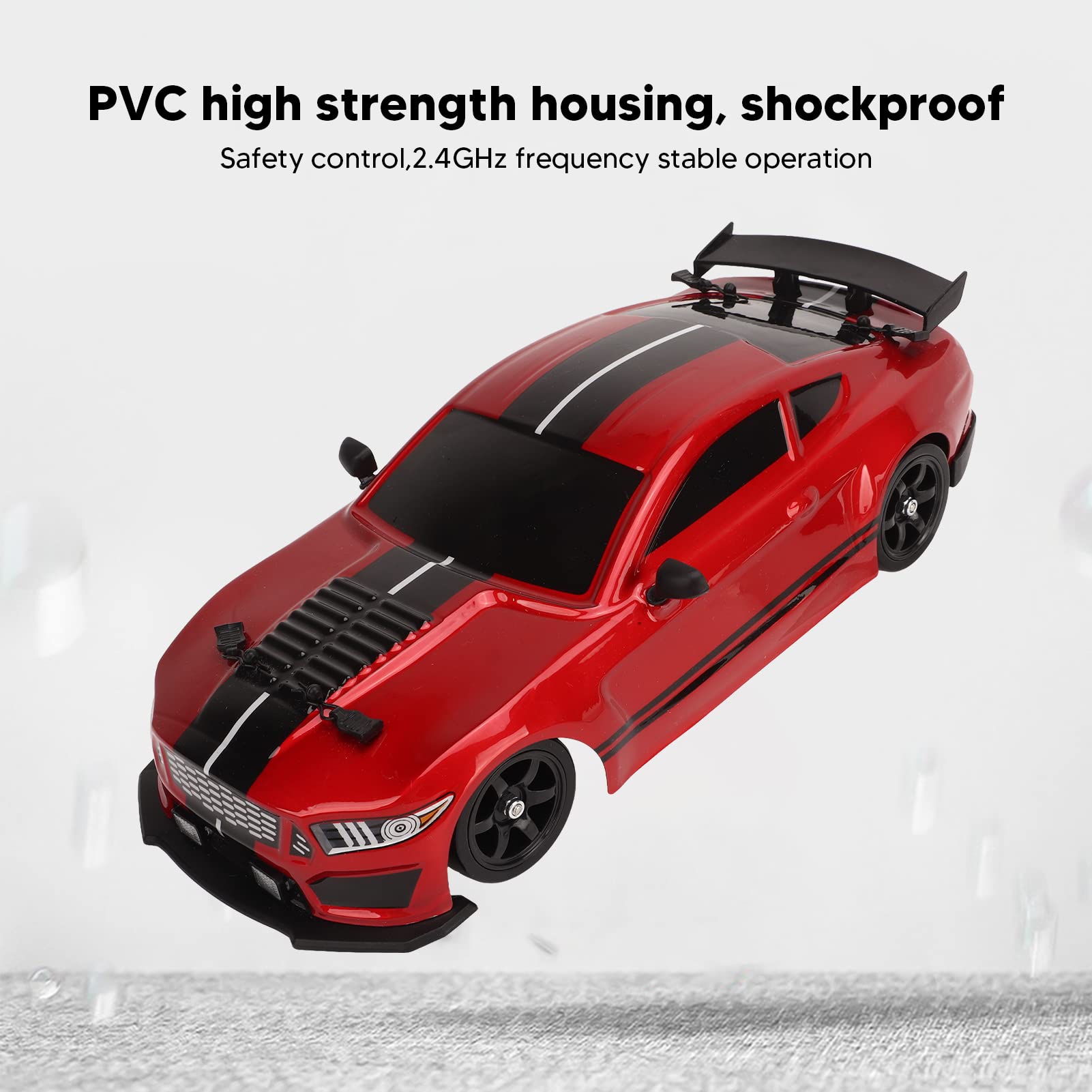 BuyWeek Op afstand bestuurde driftauto, 2,4 GHz 1/16 vierwielaandrijving, RC drift auto met ledlampen en rook, 36 km/u, 1200 mAh 7,4 V, volledige schaal RC auto speelgoed voor kinderen en volwassenen