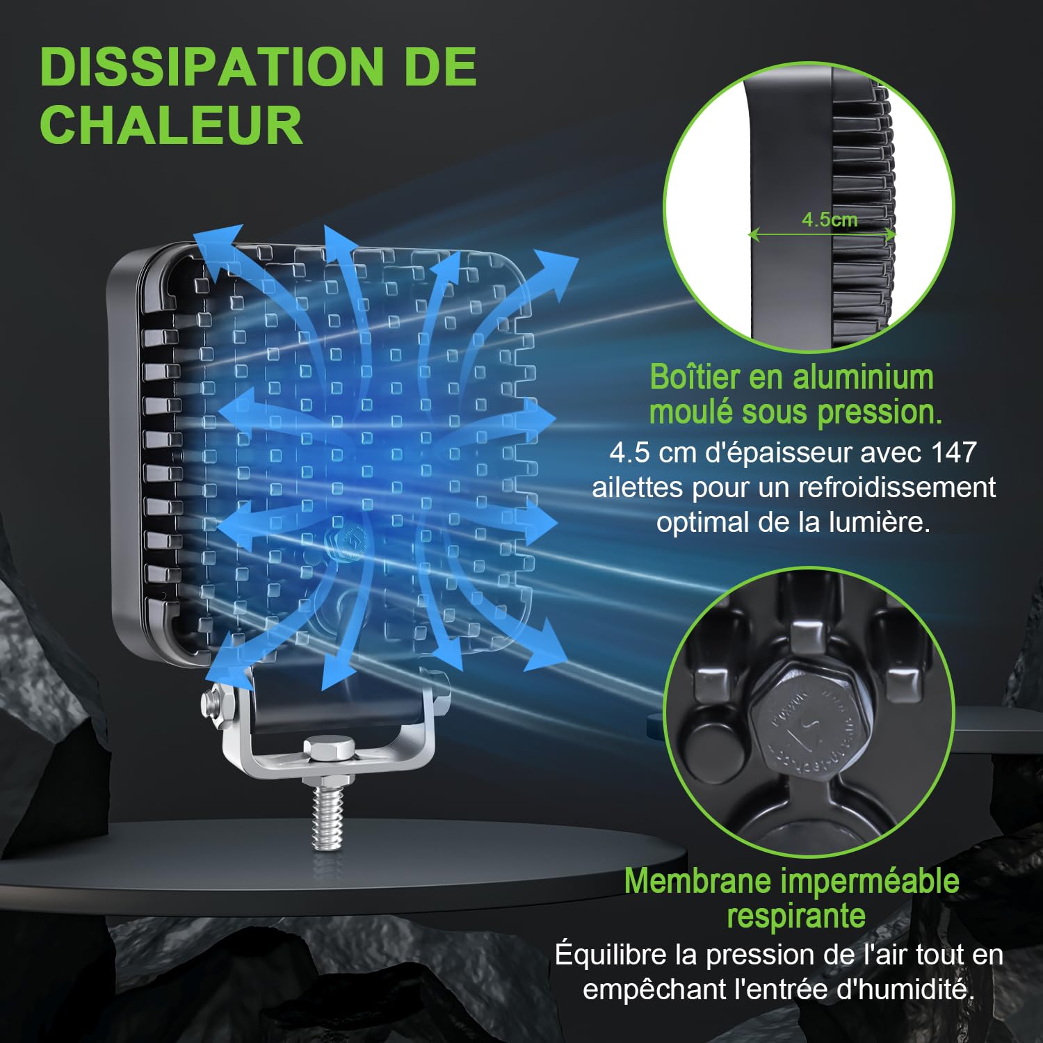 Phare De Travail LED 30W 9-80V 3000 Lumens Phare LED IP68 étanche 5 Pouces Phare Longue Portée